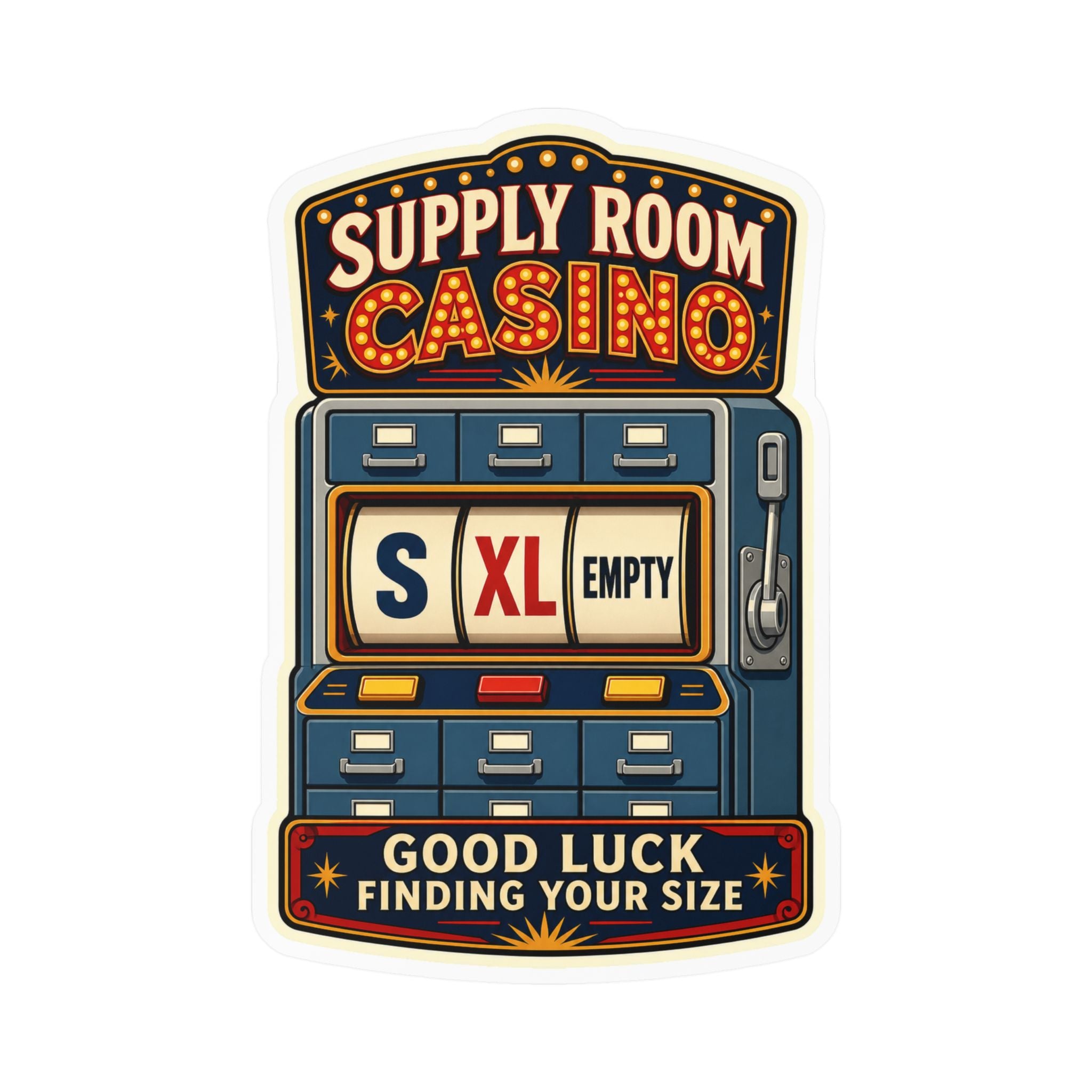 SUPPLY ROOM CASINO — Fire & EMS Glove Humor Sticker | Weatherproof Vinyl Decal