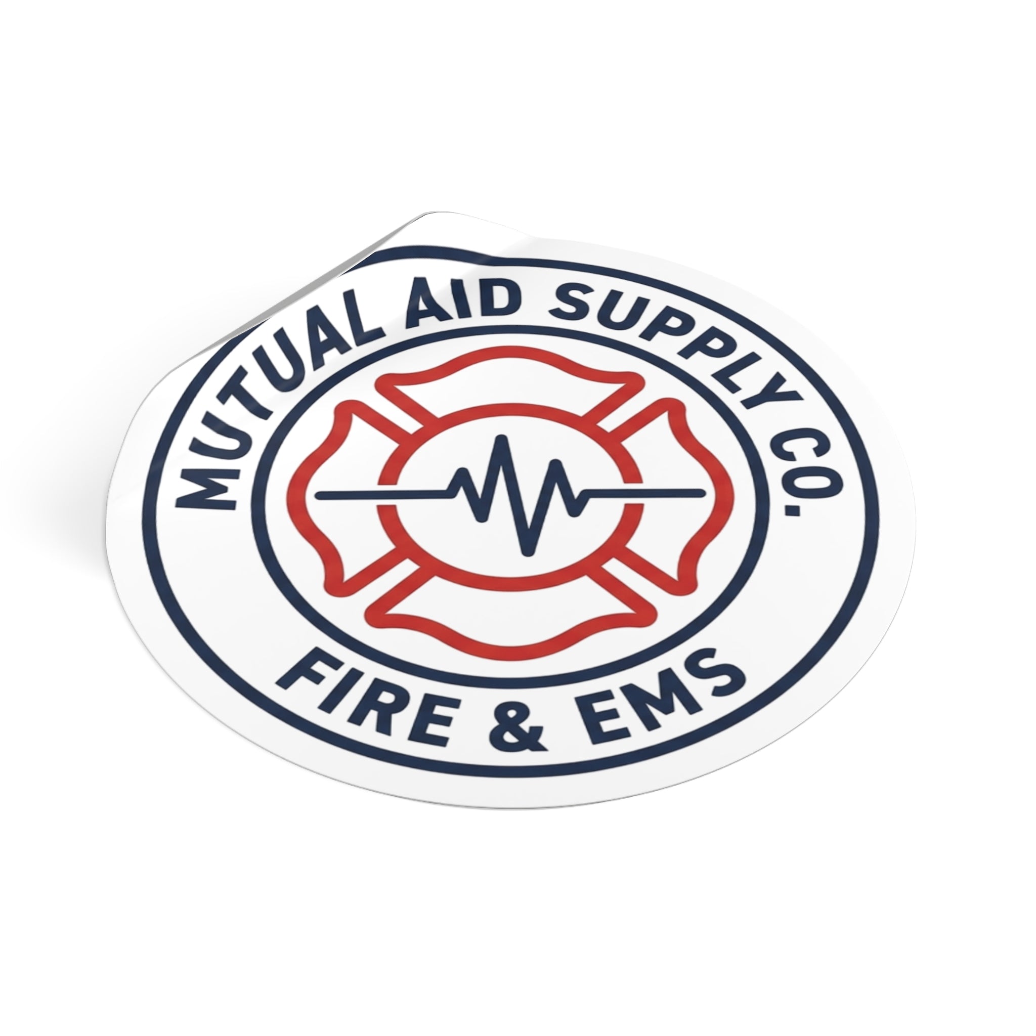 Fire and EMS Round Vinyl Sticker — alternate view 2