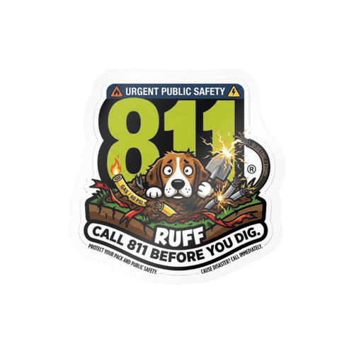 811 RUFF safety dog weatherproof decal — included in the 4-pack