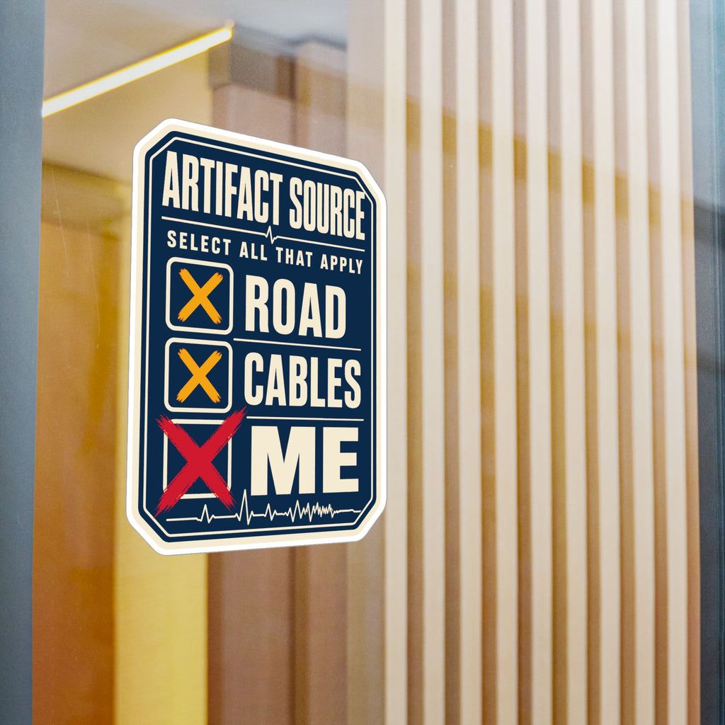 Artifact Source paramedic ECG sticker — weatherproof lifestyle mockup