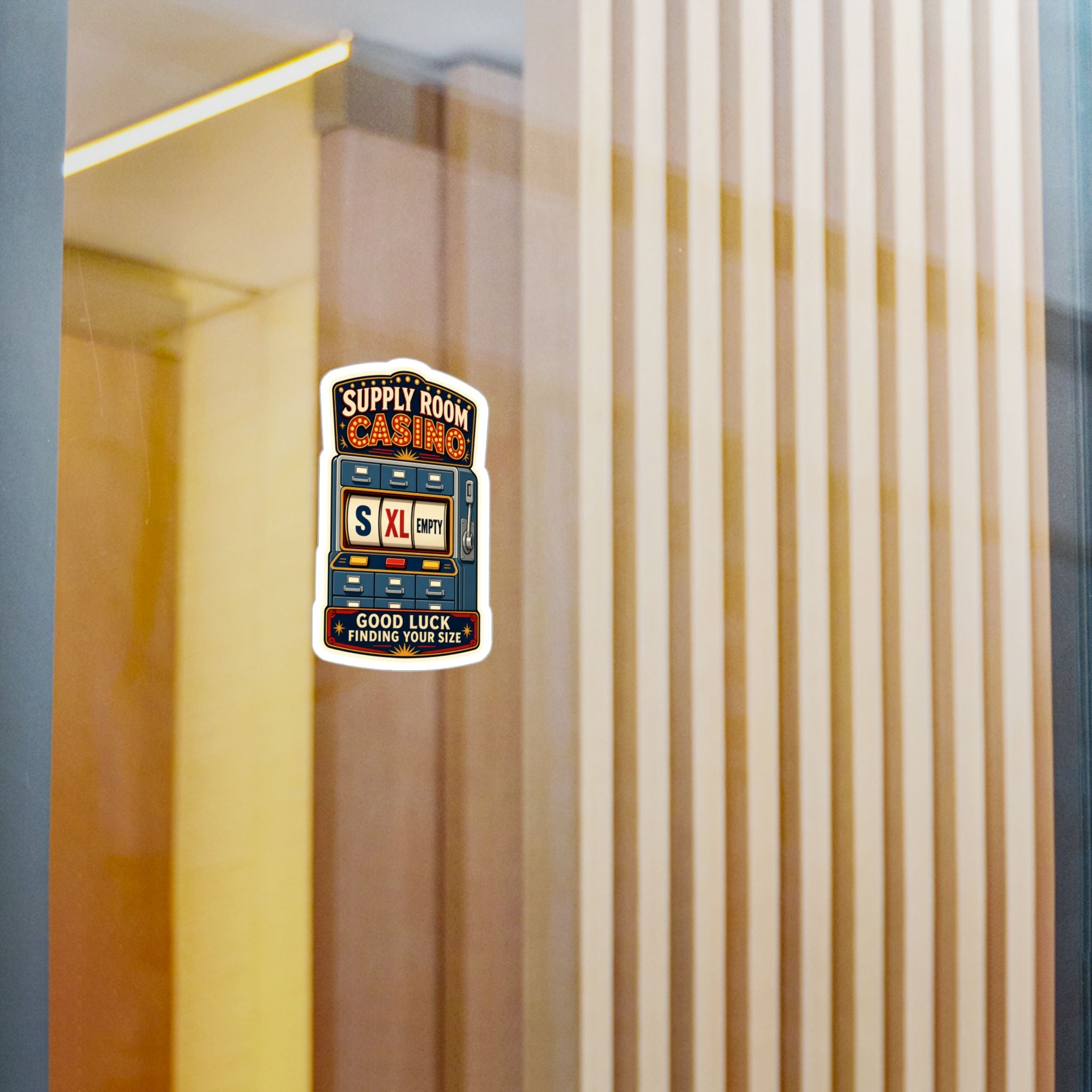 SUPPLY ROOM CASINO — Fire & EMS Glove Humor Sticker | Weatherproof Vinyl Decal