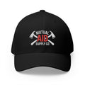 Crossed fire axes embroidered on a structured six-panel cap