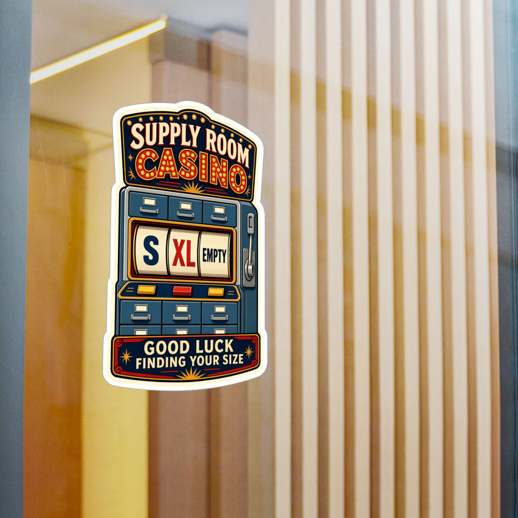 SUPPLY ROOM CASINO — Fire & EMS Glove Humor Sticker | Weatherproof Vinyl Decal