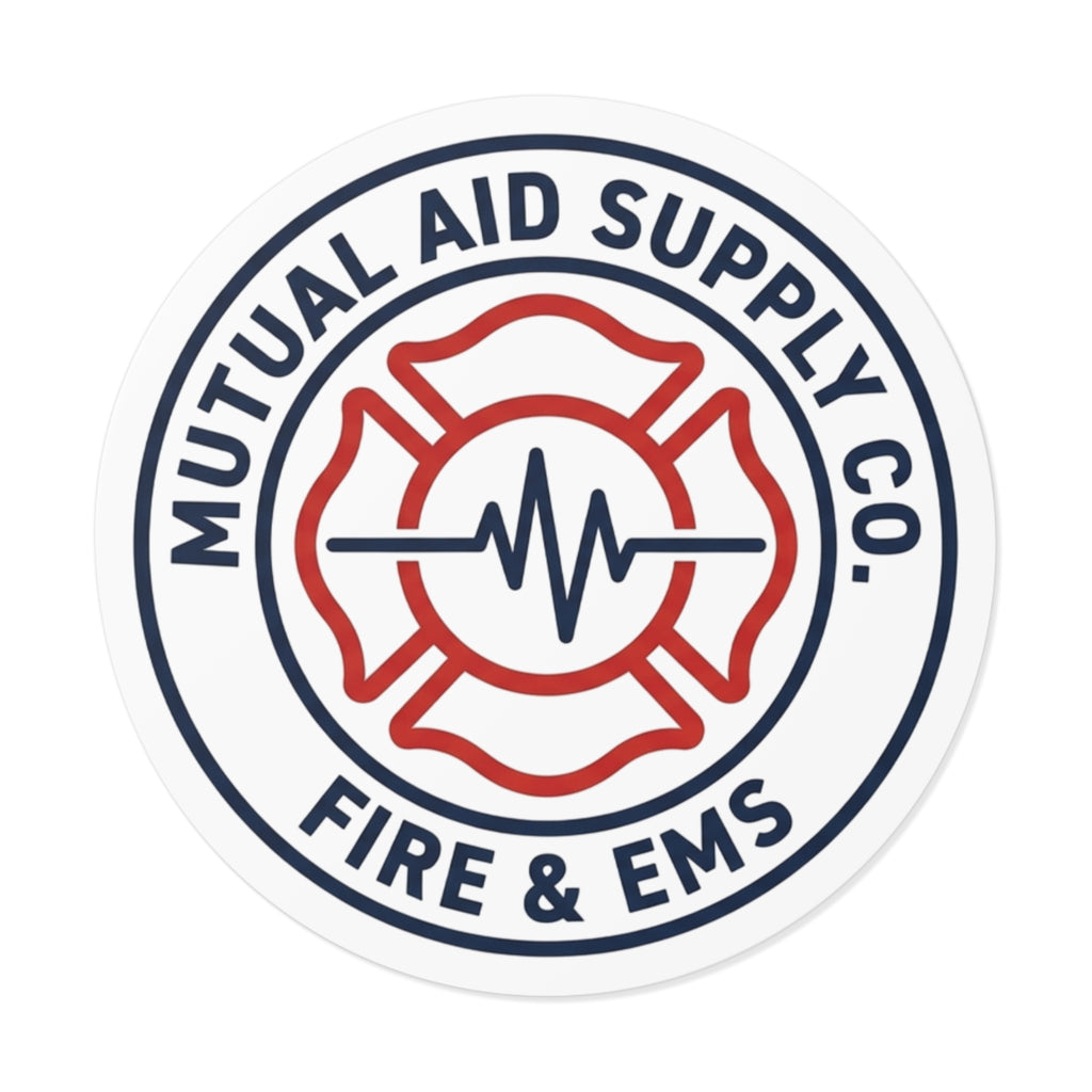 Mutual Aid Supply Co. round logo on a vinyl sticker