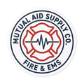 Mutual Aid Supply Co. round logo on a vinyl sticker