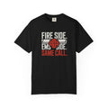 Fire Side EMS Side Same Call T-Shirt, Black and Navy — front view