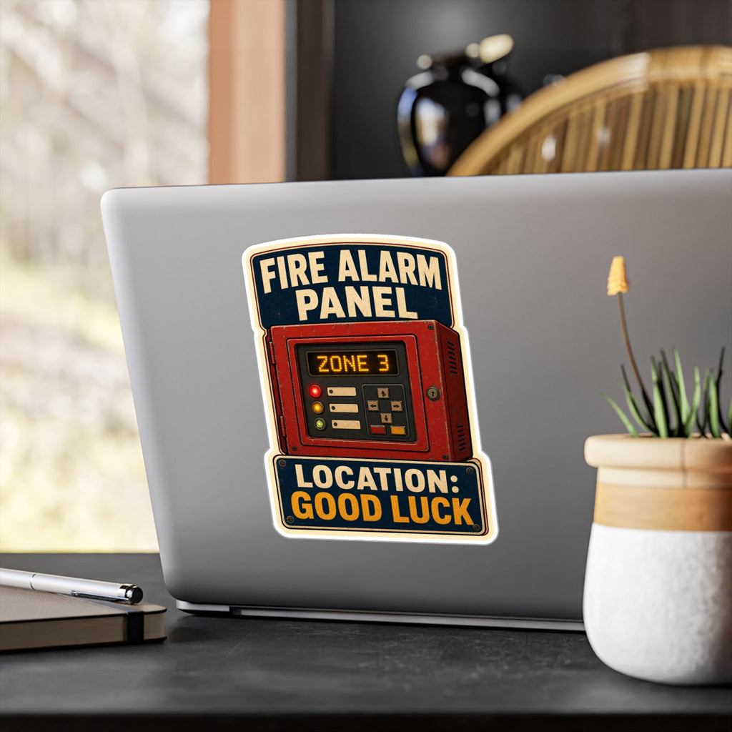FIRE ALARM PANEL — Firefighter Alarm-System Humor Sticker | Weatherproof Vinyl Decal