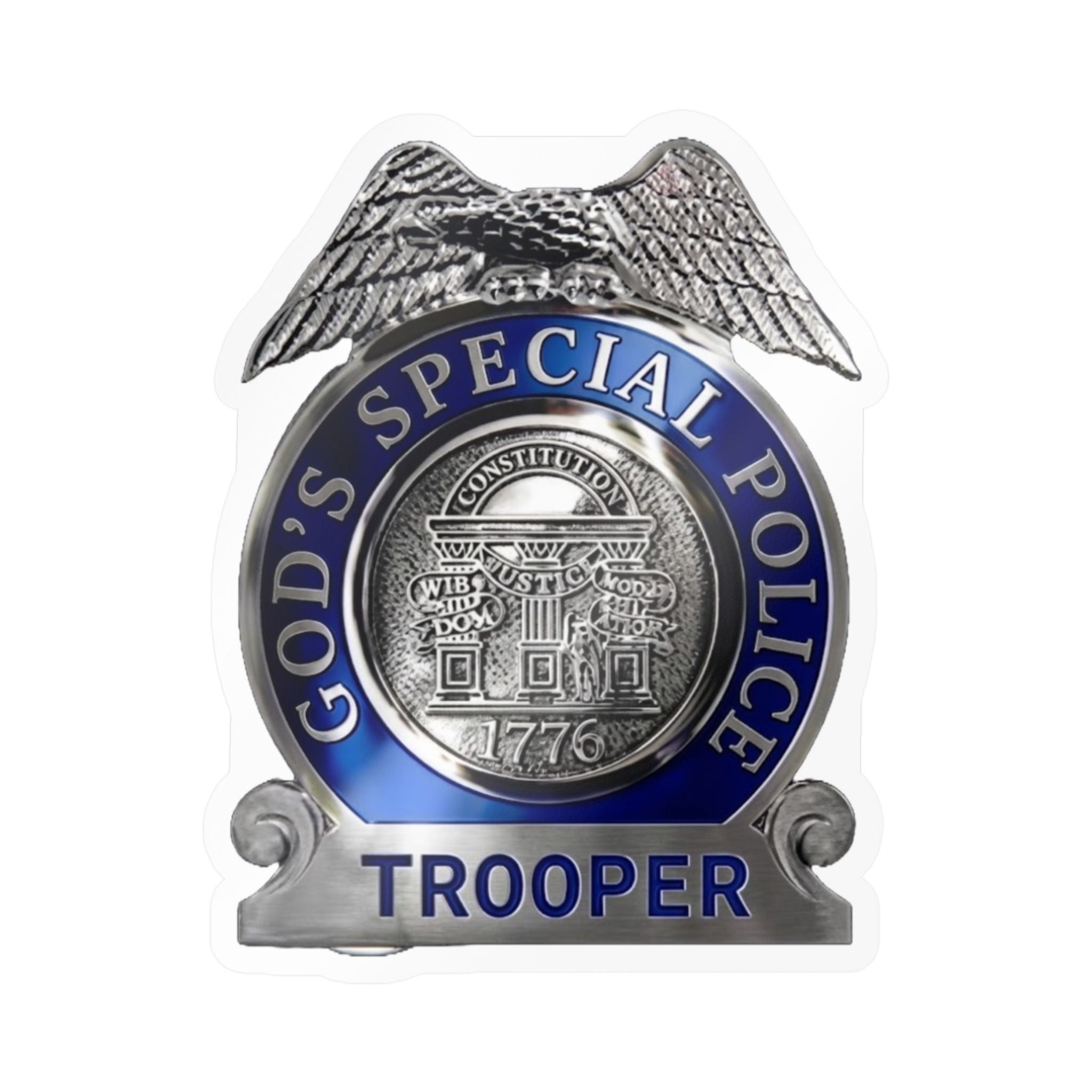 God's Special Police Trooper Badge Sticker — Weatherproof Vinyl Decal