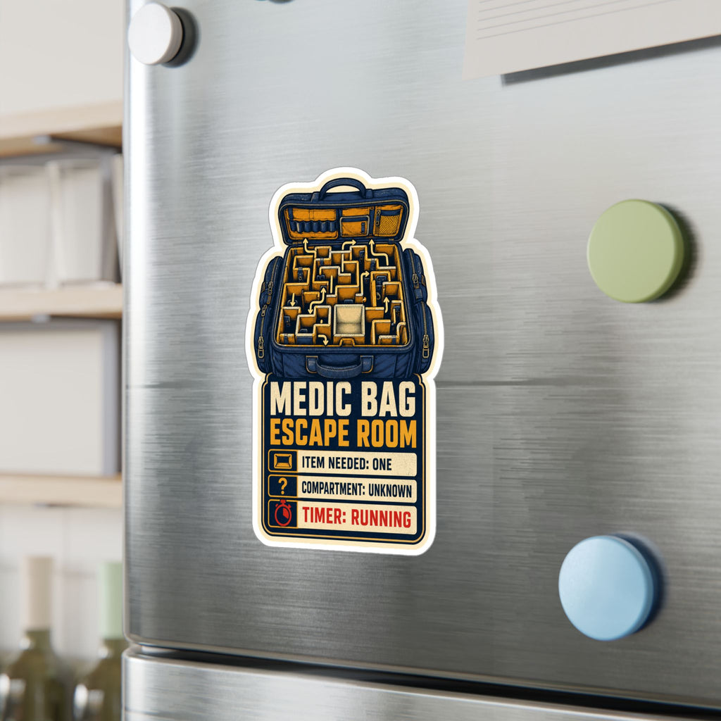 MEDIC BAG ESCAPE ROOM — Paramedic Equipment Humor Sticker | Weatherproof Vinyl Decal