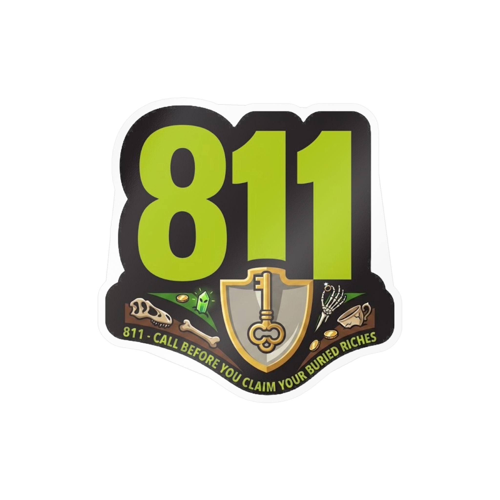 811 Call Before You Dig Sticker — Weatherproof Buried Riches Decal