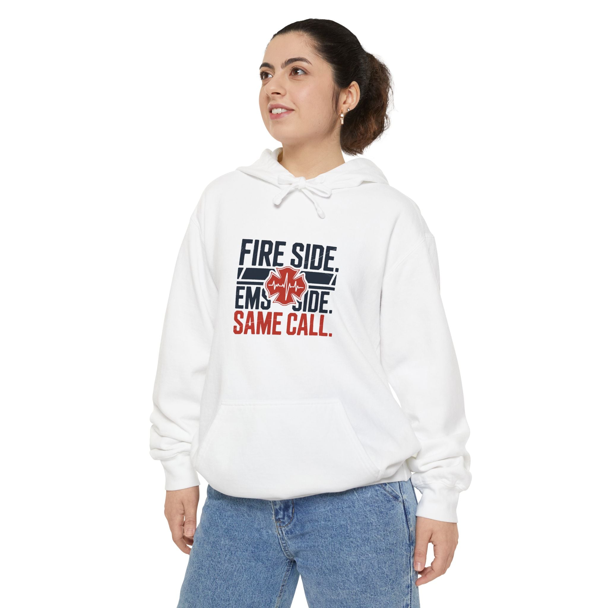 Fire Side EMS Side Same Call Hoodie — alternate view 3