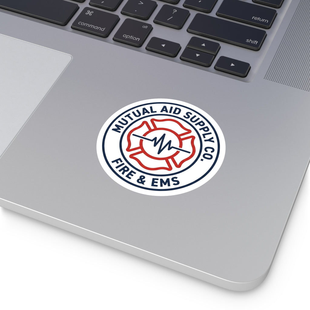 Fire and EMS Round Vinyl Sticker — alternate view 4