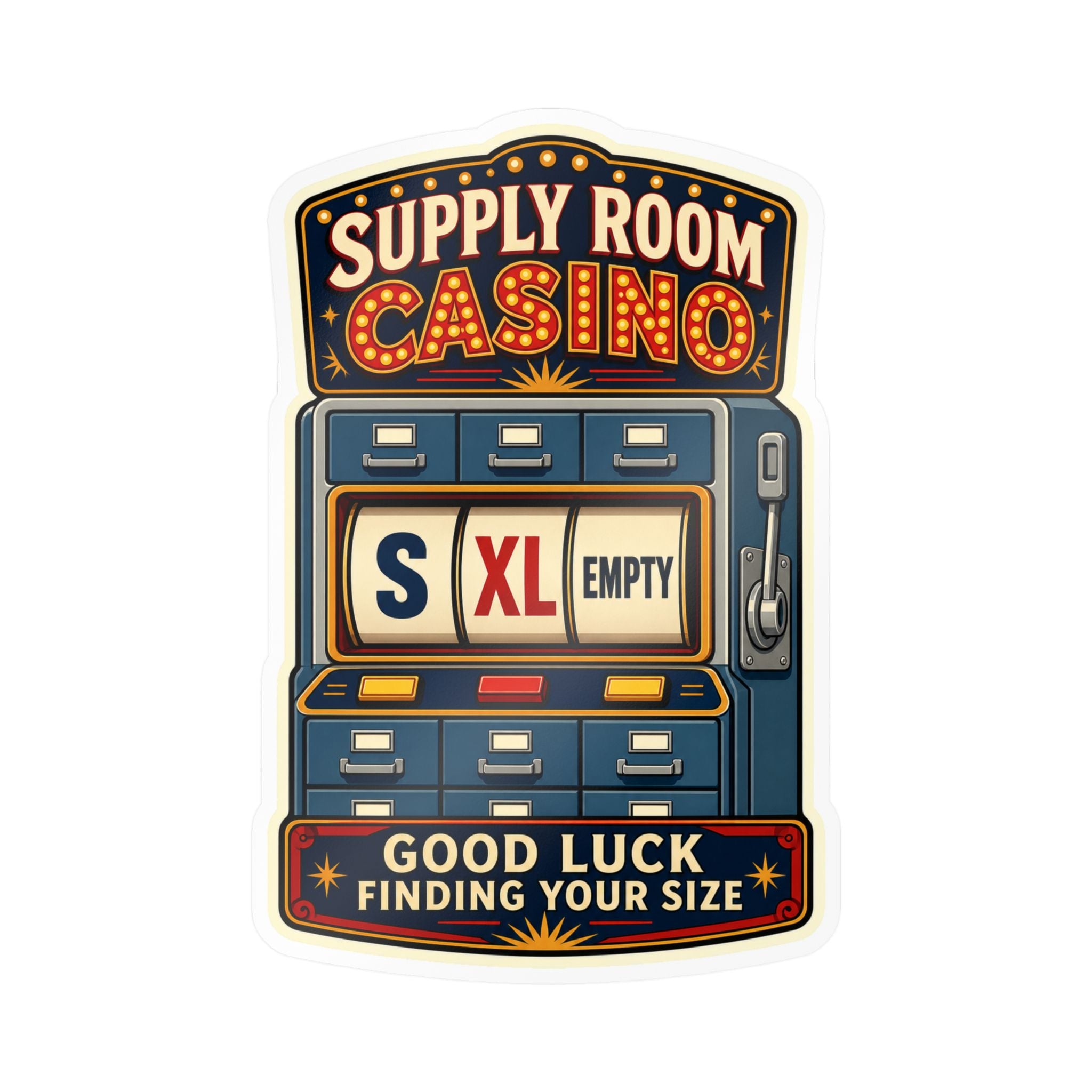 SUPPLY ROOM CASINO — Fire & EMS Glove Humor Sticker | Weatherproof Vinyl Decal