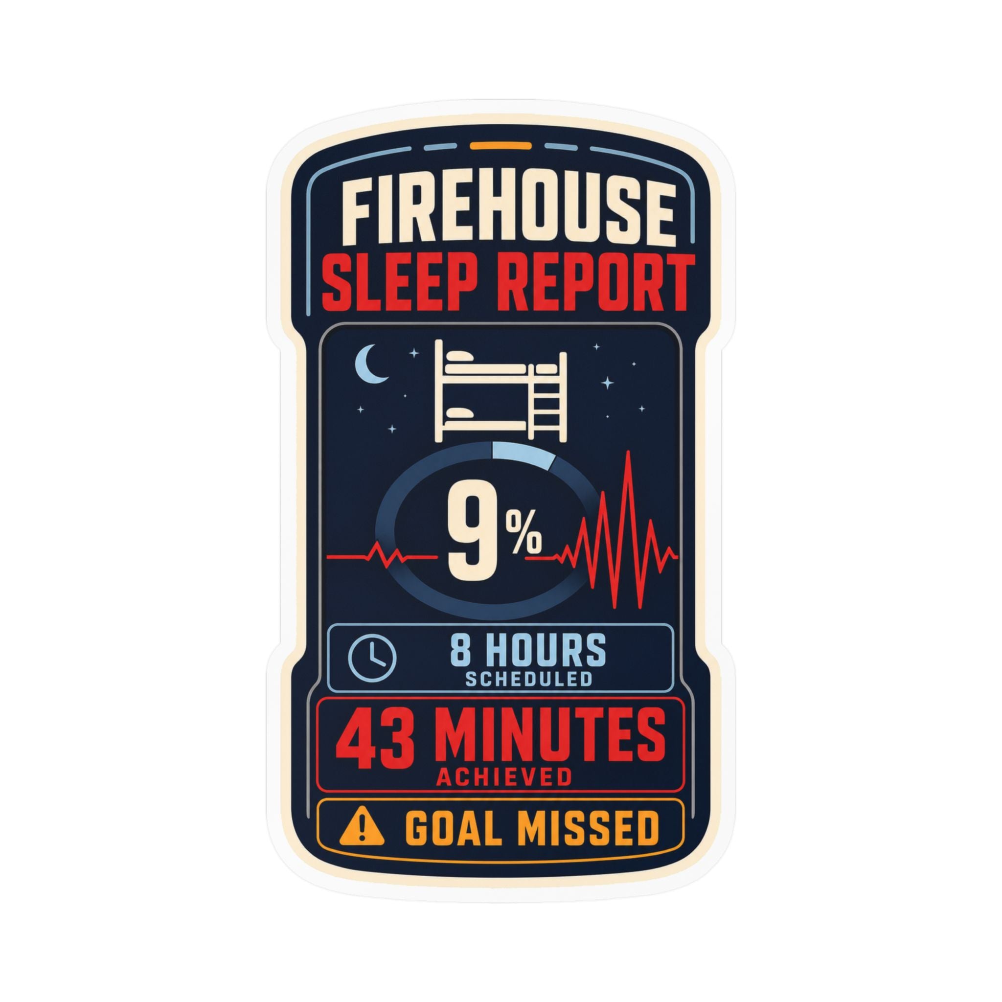 FIREHOUSE SLEEP REPORT — Firefighter Shift Humor Sticker | Weatherproof Vinyl Decal