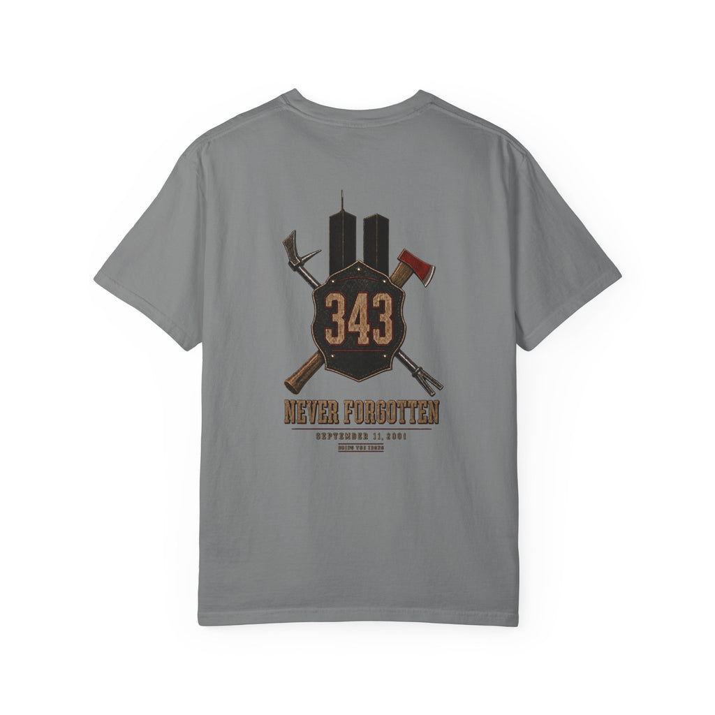 Bring the Irons — The 343 Memorial Firefighter Tee — Wordmark Front