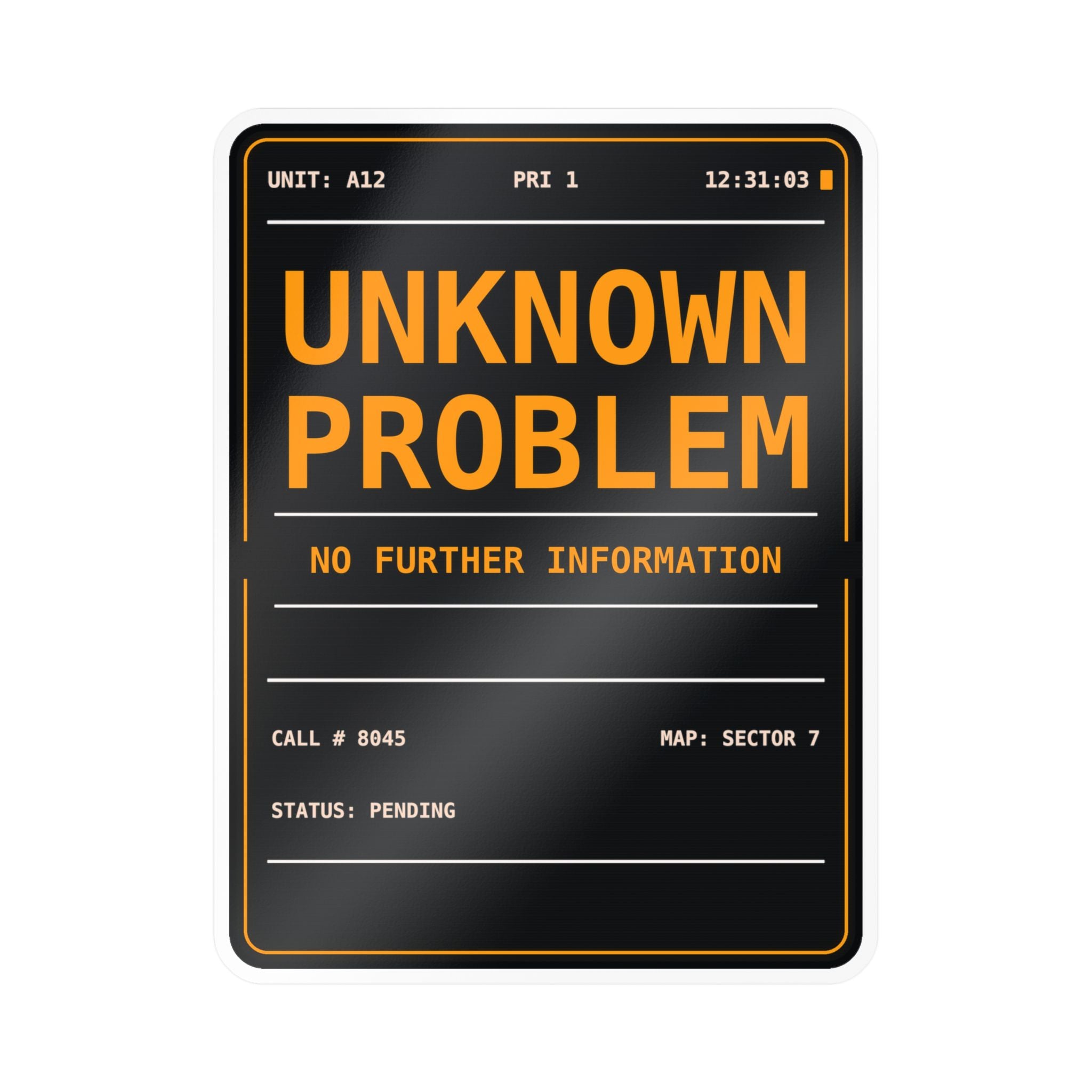 Amber on charcoal dispatch screen sticker for firefighters and EMTs