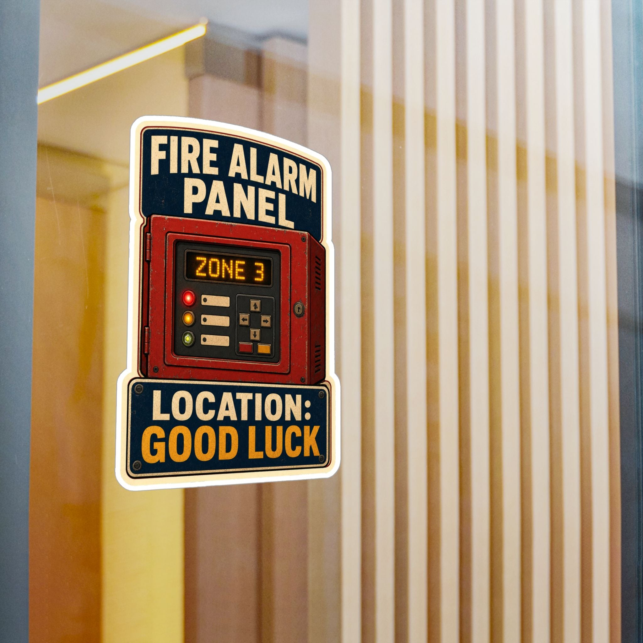 FIRE ALARM PANEL — Firefighter Alarm-System Humor Sticker | Weatherproof Vinyl Decal