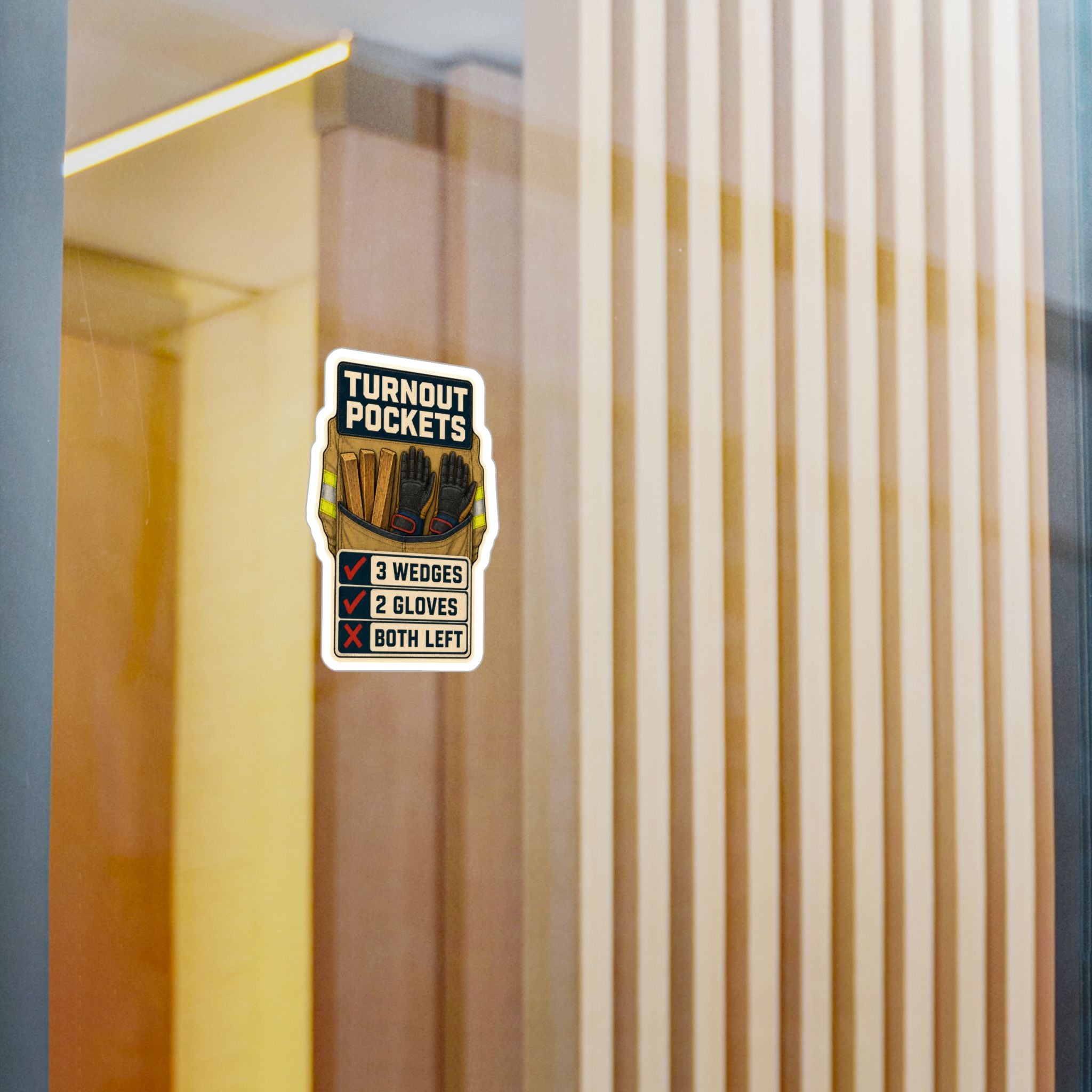TURNOUT POCKETS — Firefighter Gear Humor Sticker | Weatherproof Vinyl Decal