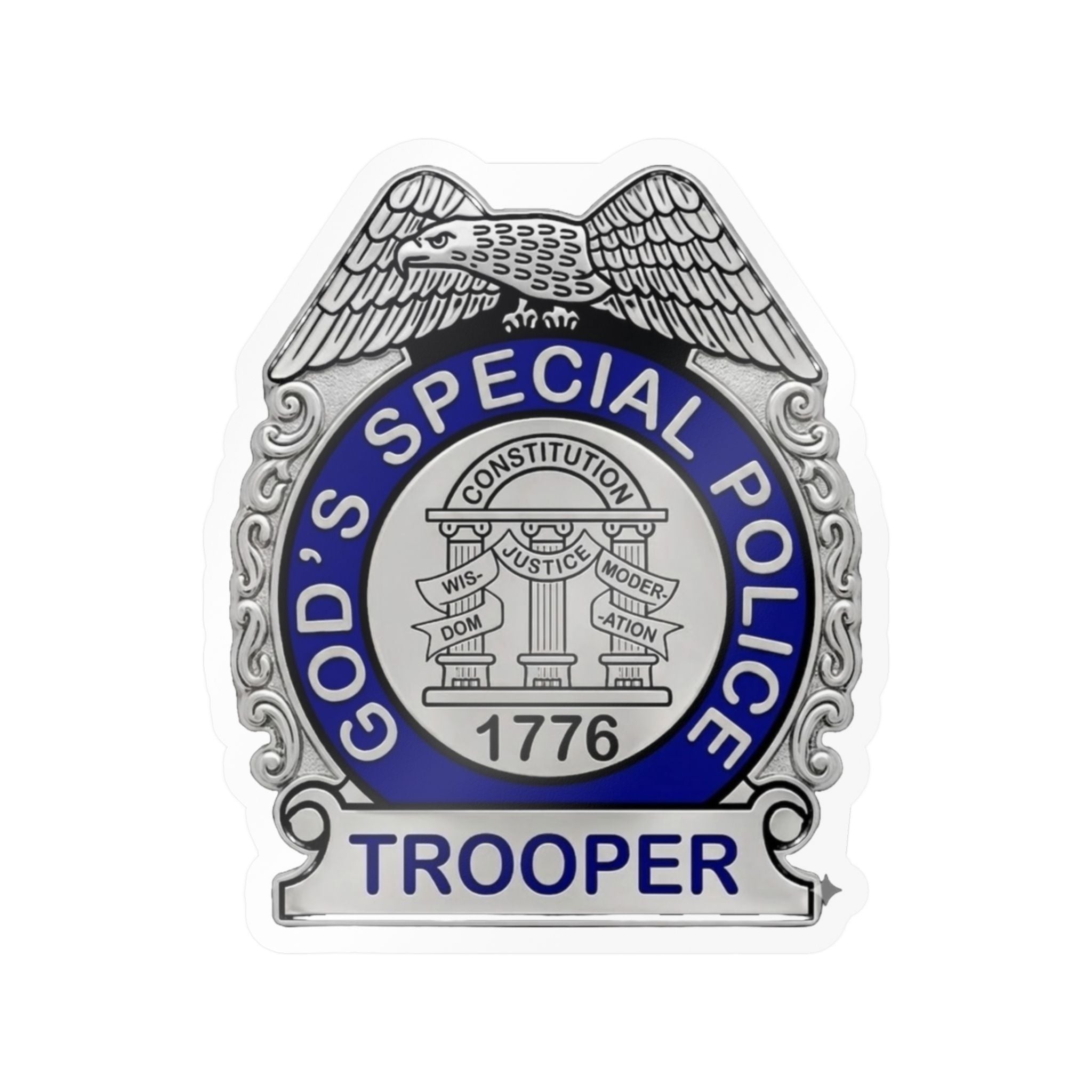 God's Special Police Trooper Sticker — Weatherproof Faith Badge Decal