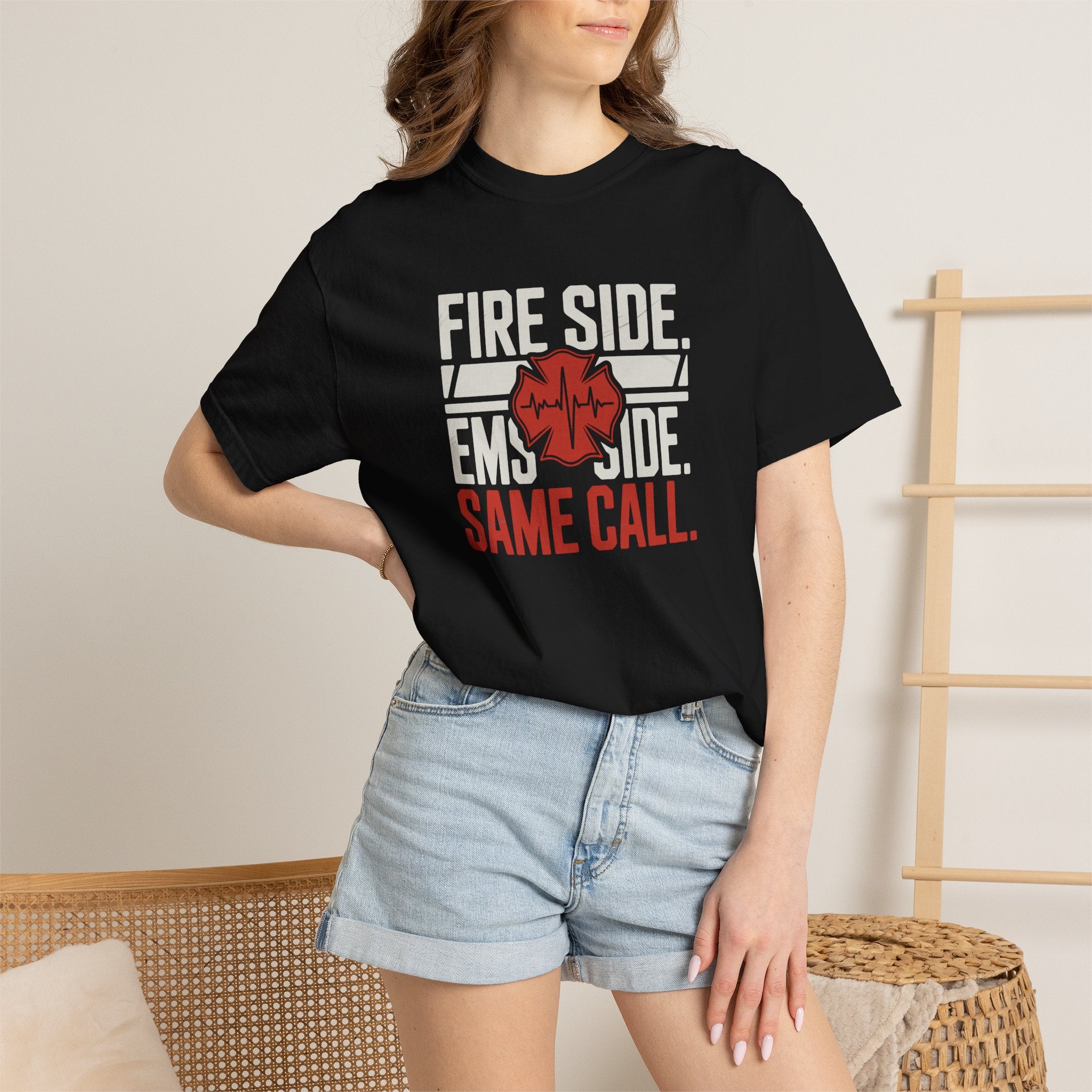Fire Side EMS Side Same Call T-Shirt — alternate view 5