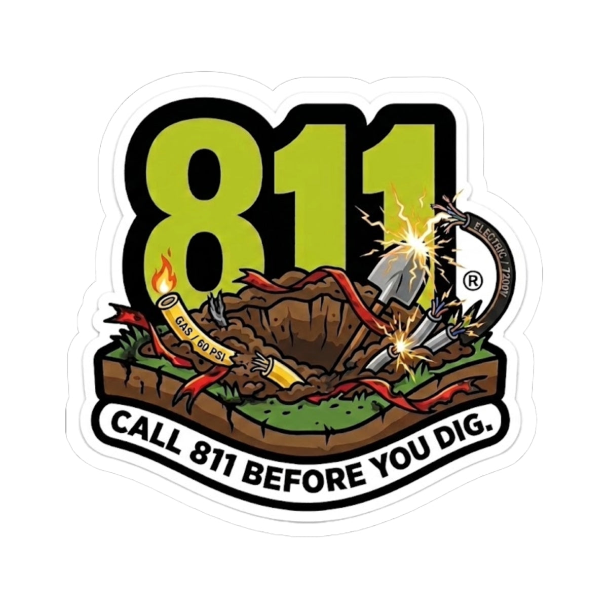 811 'Call Before You Dig' Safety Sticker — alternate view 2