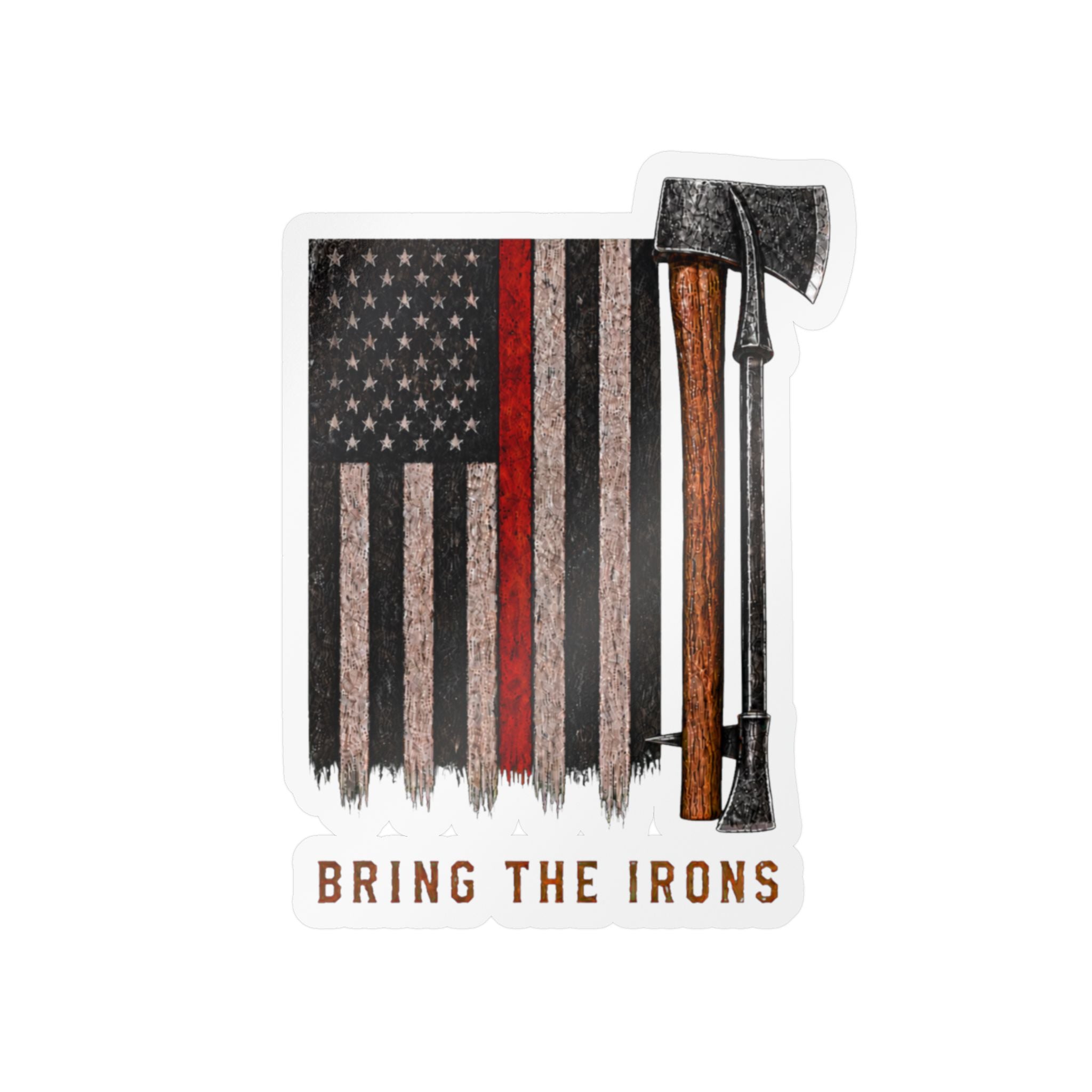 Bring the Irons — Vertical Irons Thin Red Line Firefighter Sticker
