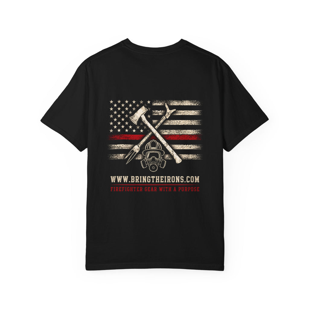 Bring the Irons — Thin Red Line Firefighter Tee — Wordmark Front