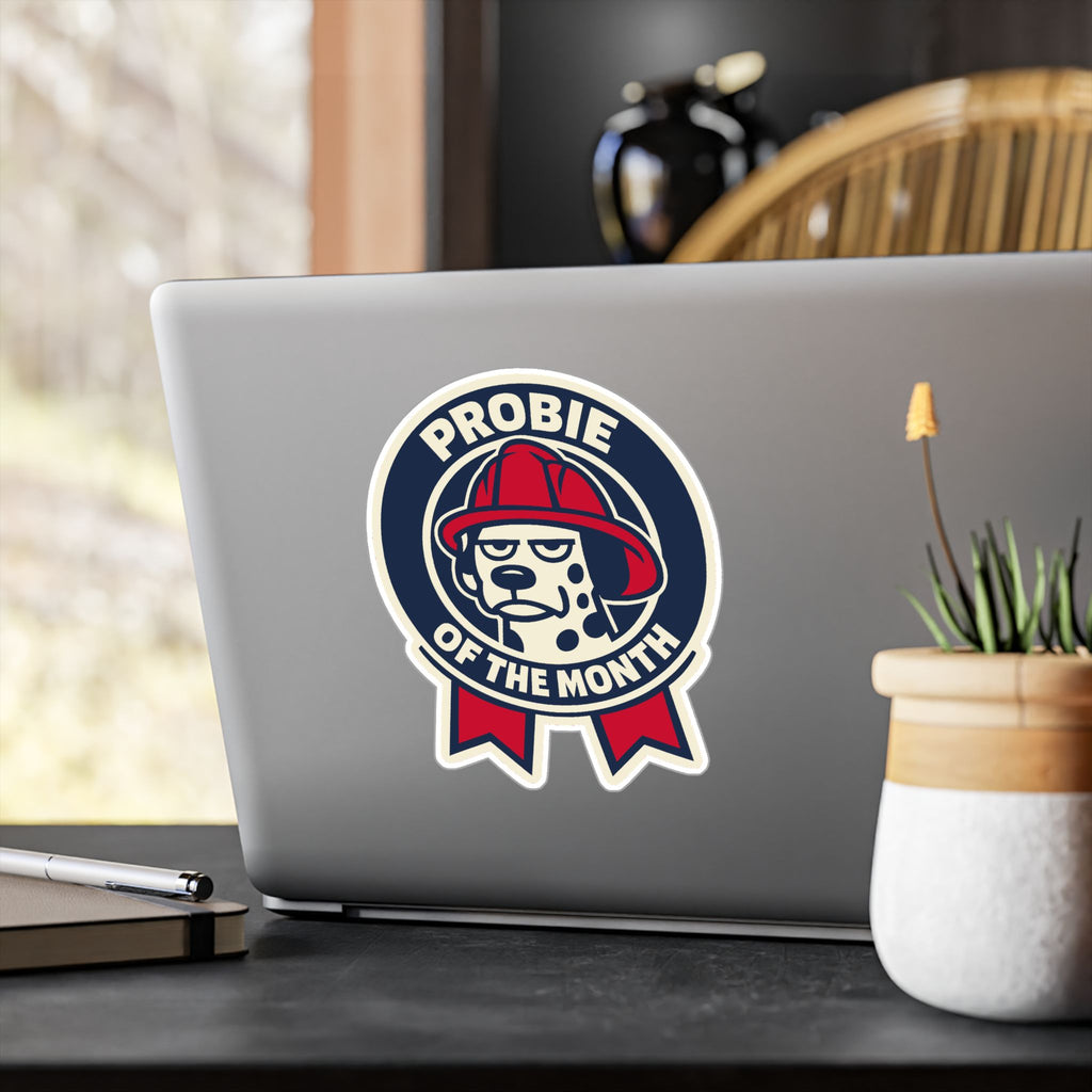 Volunteer firefighter rookie joke sticker on weatherproof vinyl