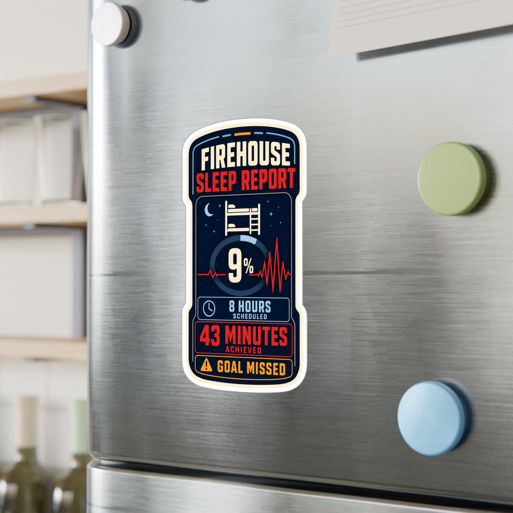 FIREHOUSE SLEEP REPORT — Firefighter Shift Humor Sticker | Weatherproof Vinyl Decal