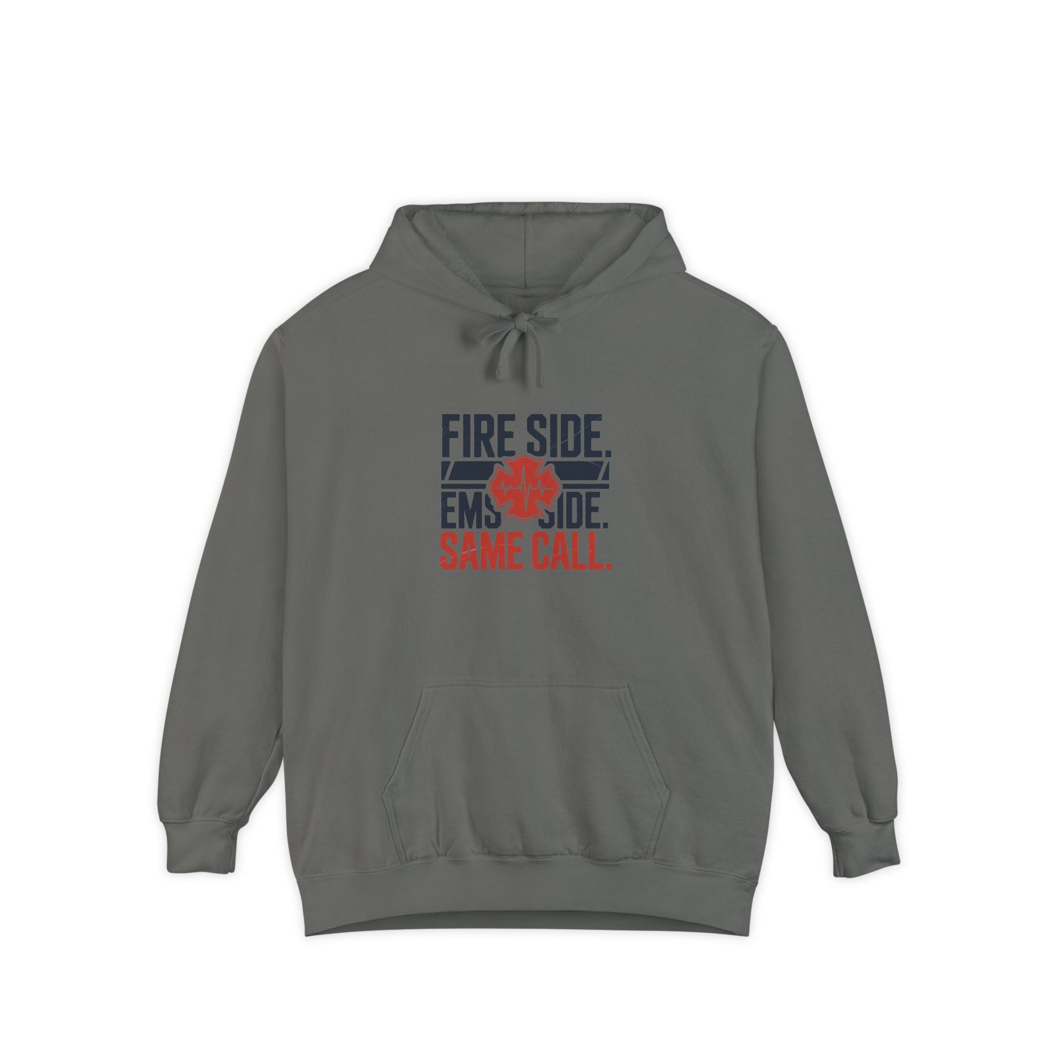 Fire Side EMS Side Same Call Hoodie — front view