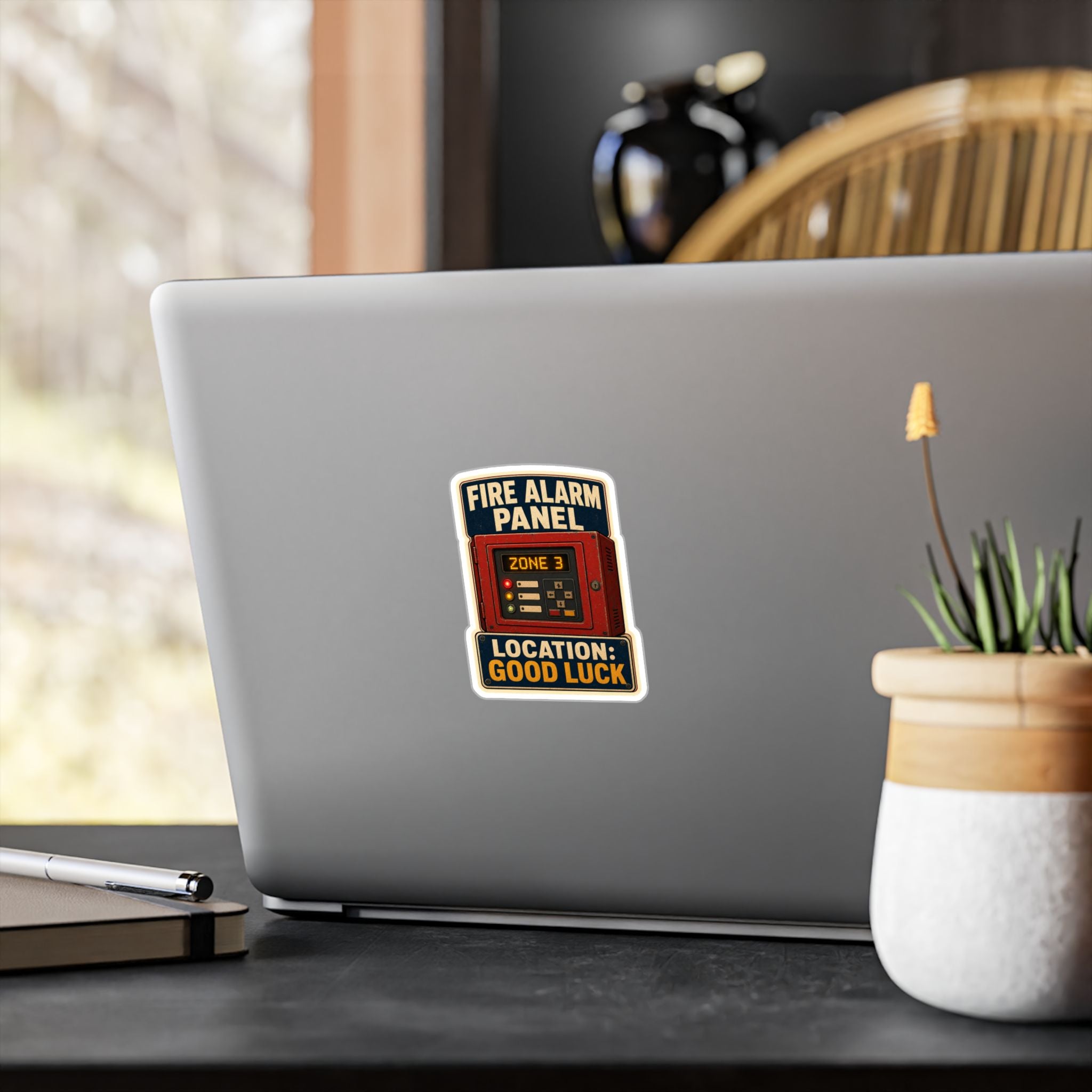 FIRE ALARM PANEL — Firefighter Alarm-System Humor Sticker | Weatherproof Vinyl Decal