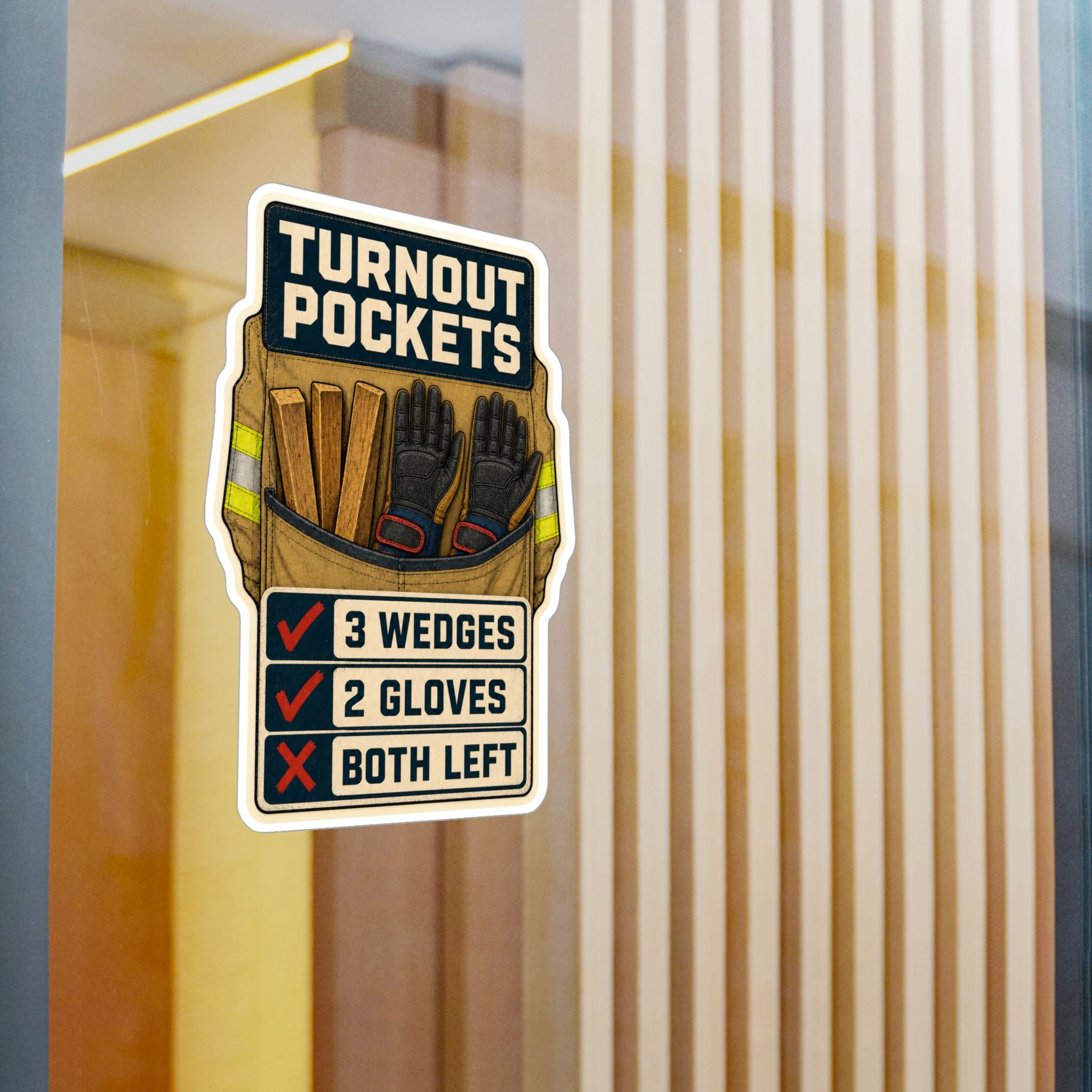 TURNOUT POCKETS — Firefighter Gear Humor Sticker | Weatherproof Vinyl Decal