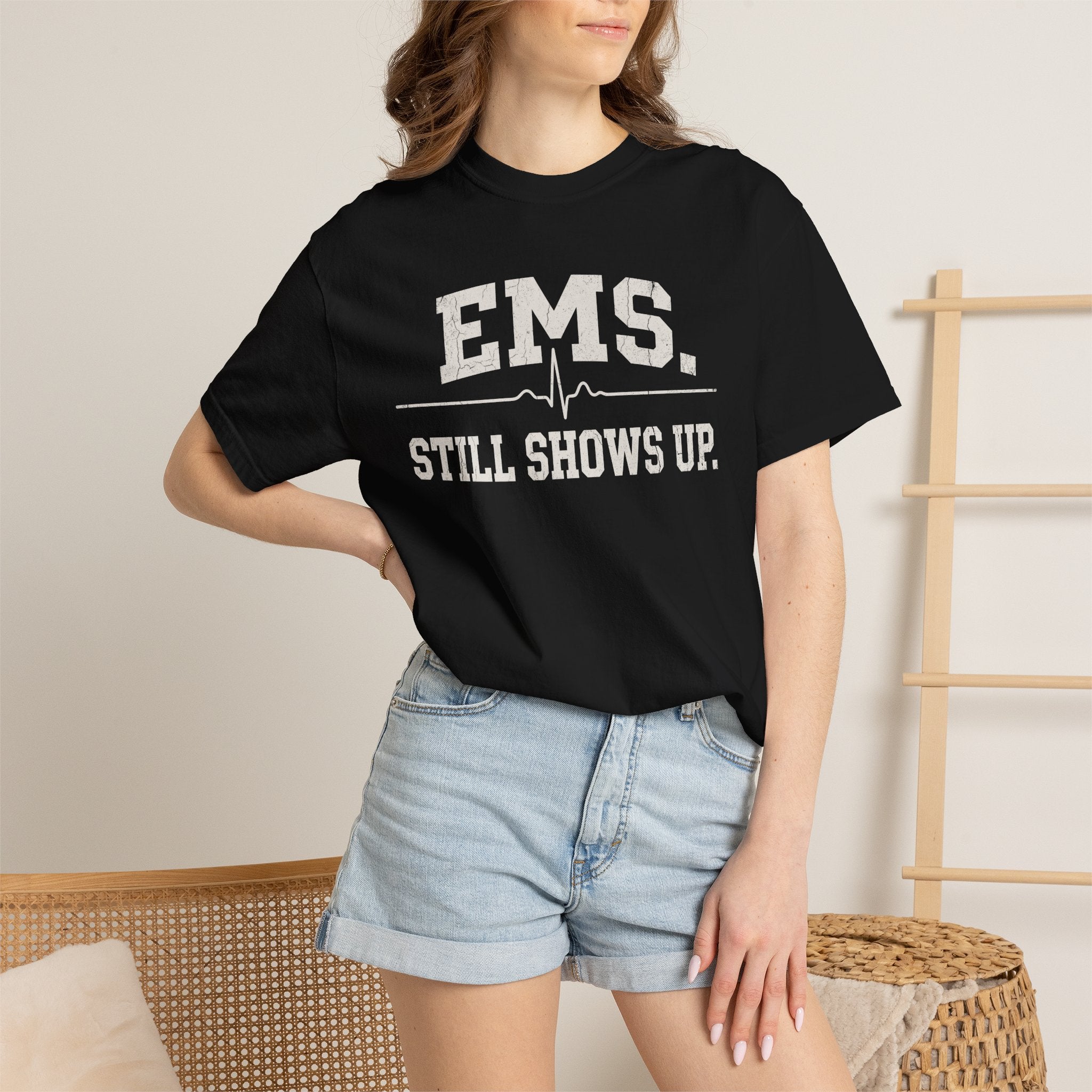 EMS. Still Shows Up tee — alternate view 4