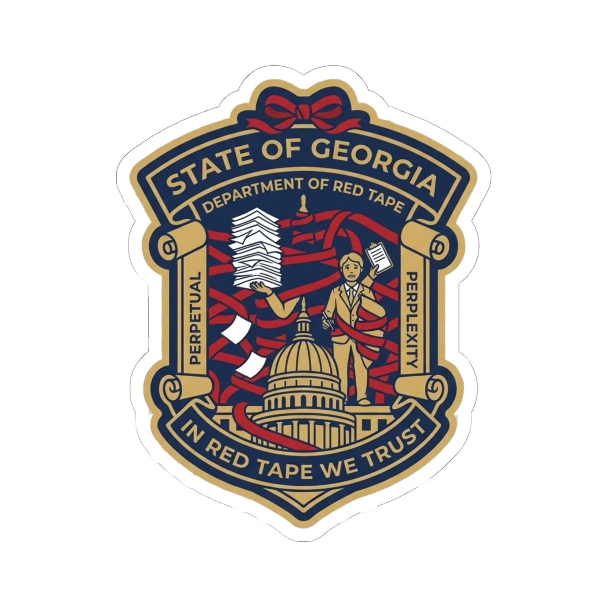 State of Georgia 'In Red Tape We Trust' Kiss-Cut Sticker — alternate view 3