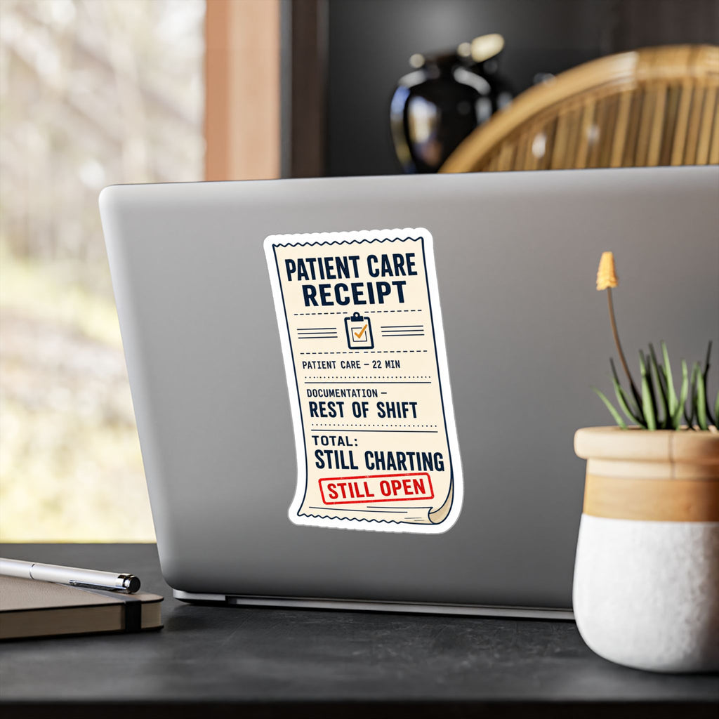 PATIENT CARE RECEIPT — EMS Charting Humor Sticker | Weatherproof Vinyl Decal