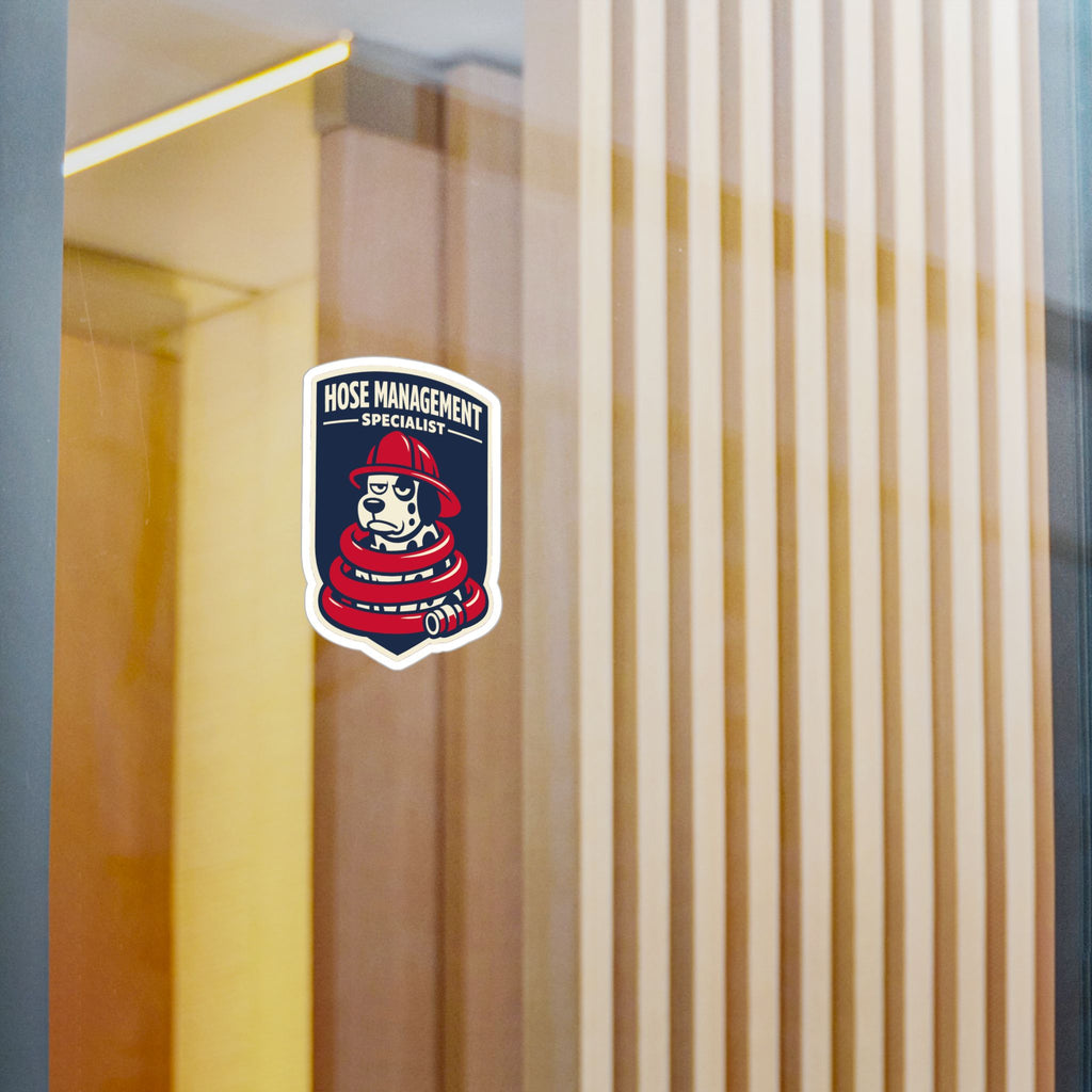 Water, scratch and UV resistant fire hose humor sticker