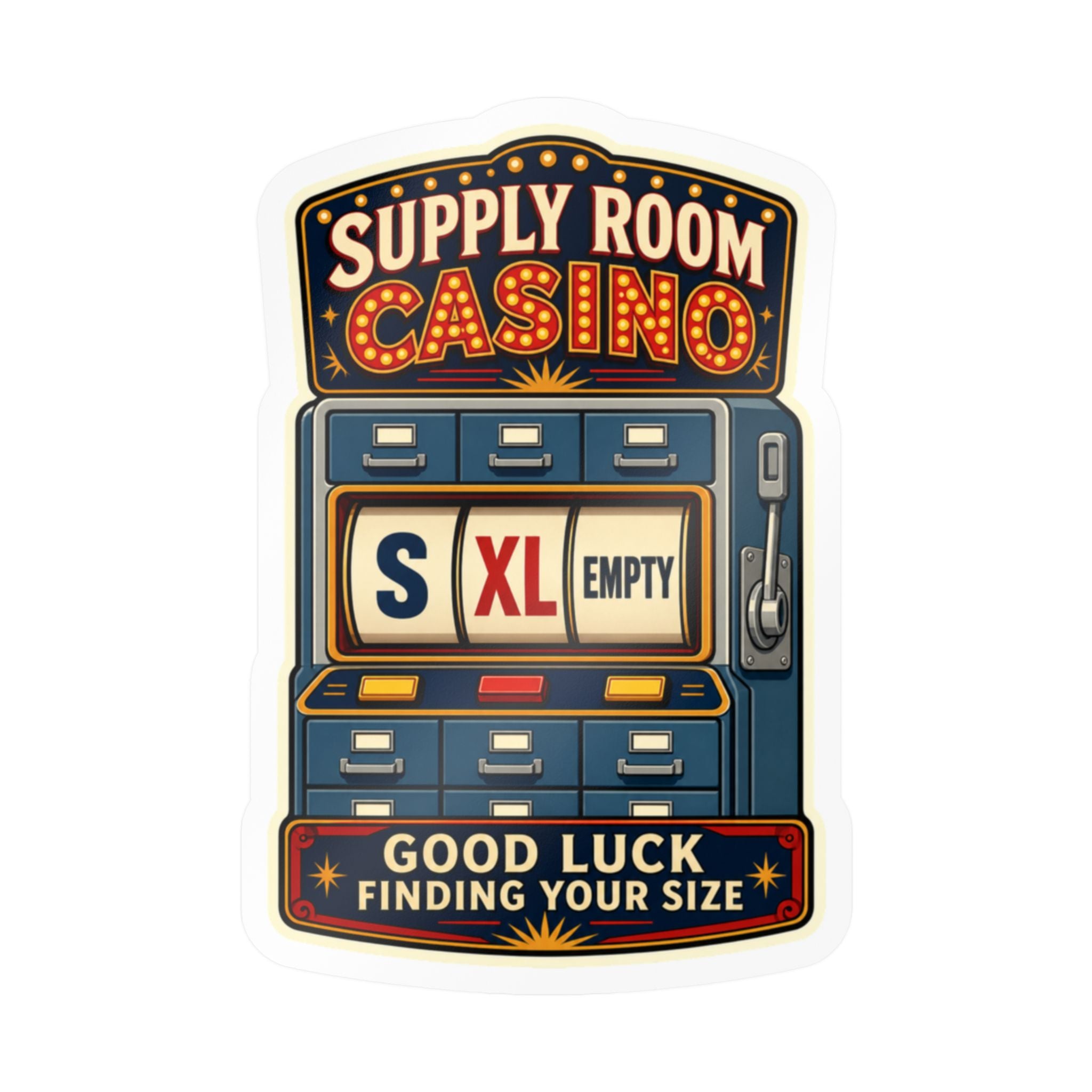 SUPPLY ROOM CASINO — Fire & EMS Glove Humor Sticker | Weatherproof Vinyl Decal