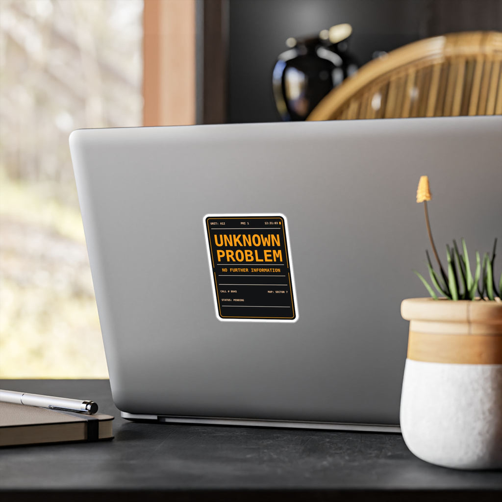 Dispatch ticket style vinyl sticker with unit, priority and timestamp fields