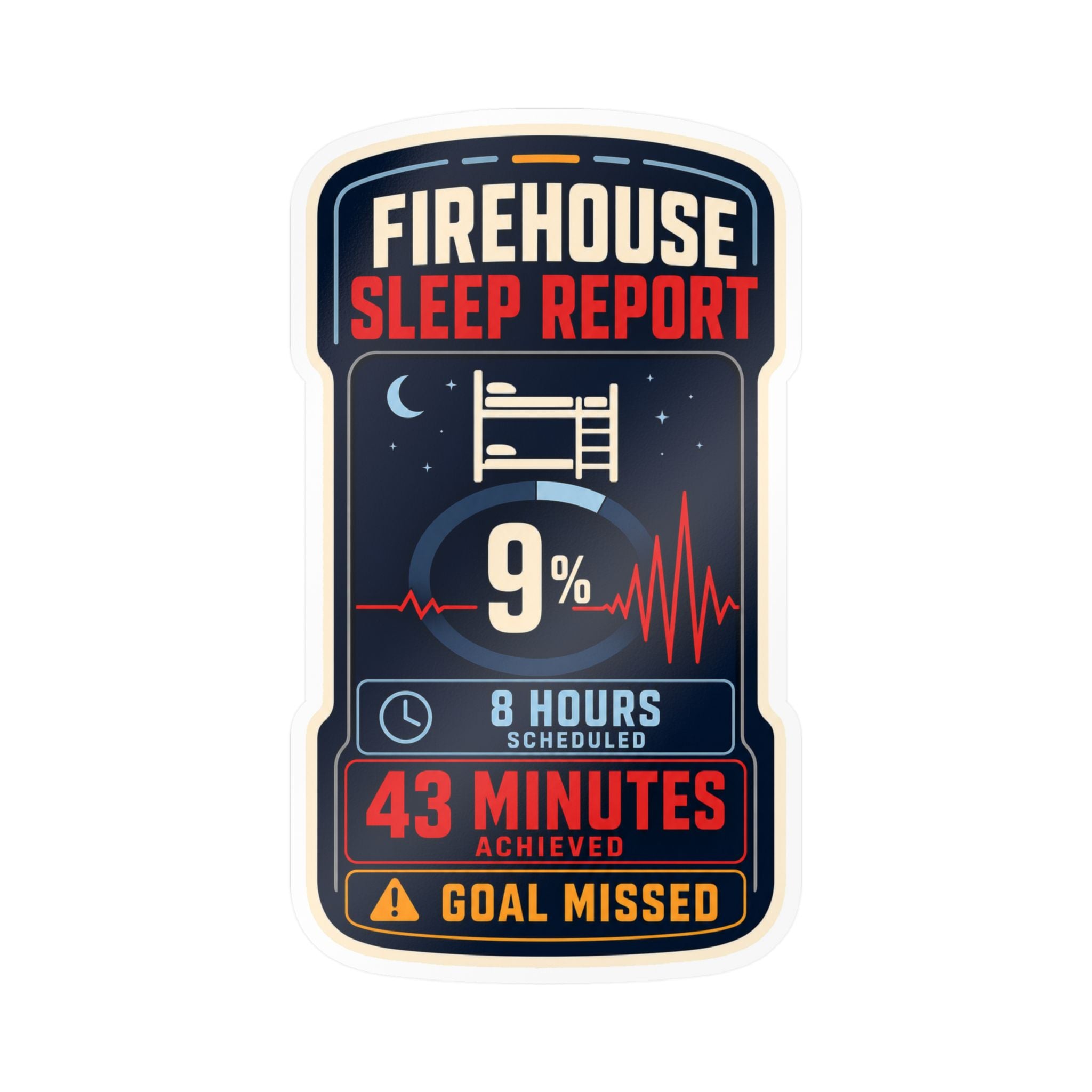 FIREHOUSE SLEEP REPORT — Firefighter Shift Humor Sticker | Weatherproof Vinyl Decal