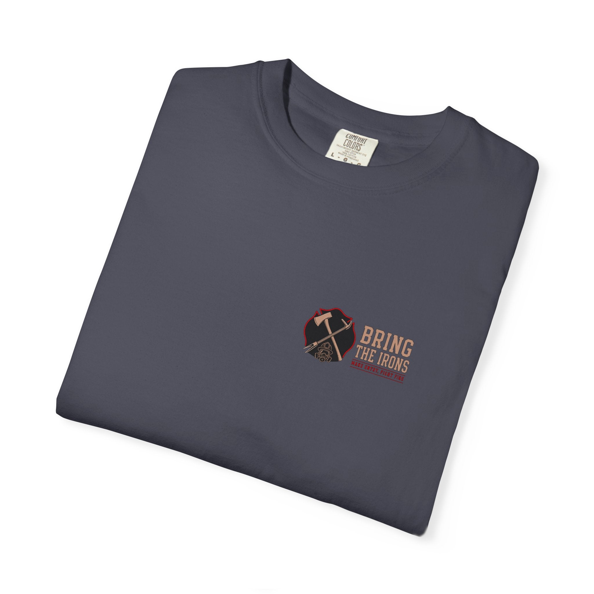 Bring the Irons — Thin Red Line Firefighter Tee — Wordmark Front