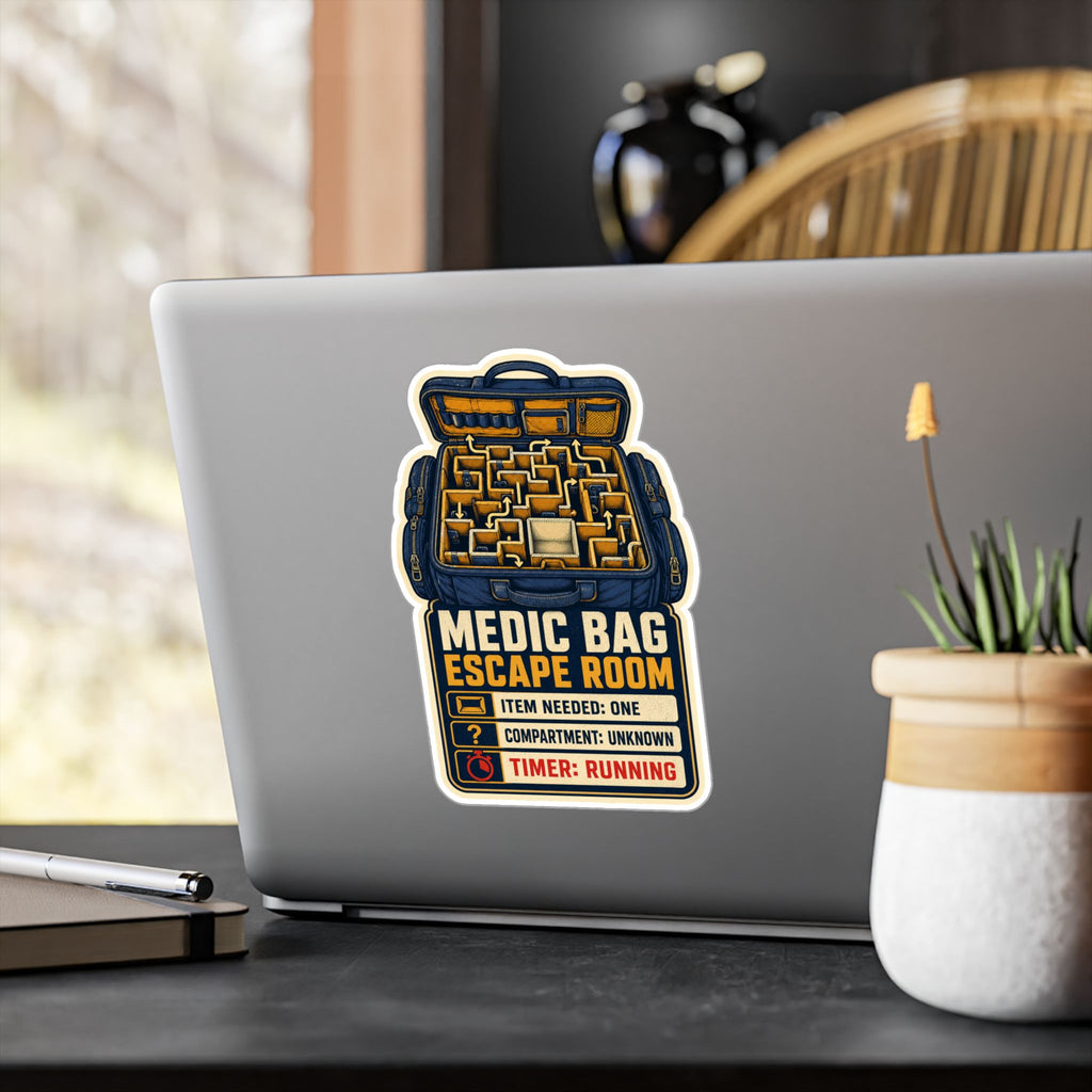 MEDIC BAG ESCAPE ROOM — Paramedic Equipment Humor Sticker | Weatherproof Vinyl Decal