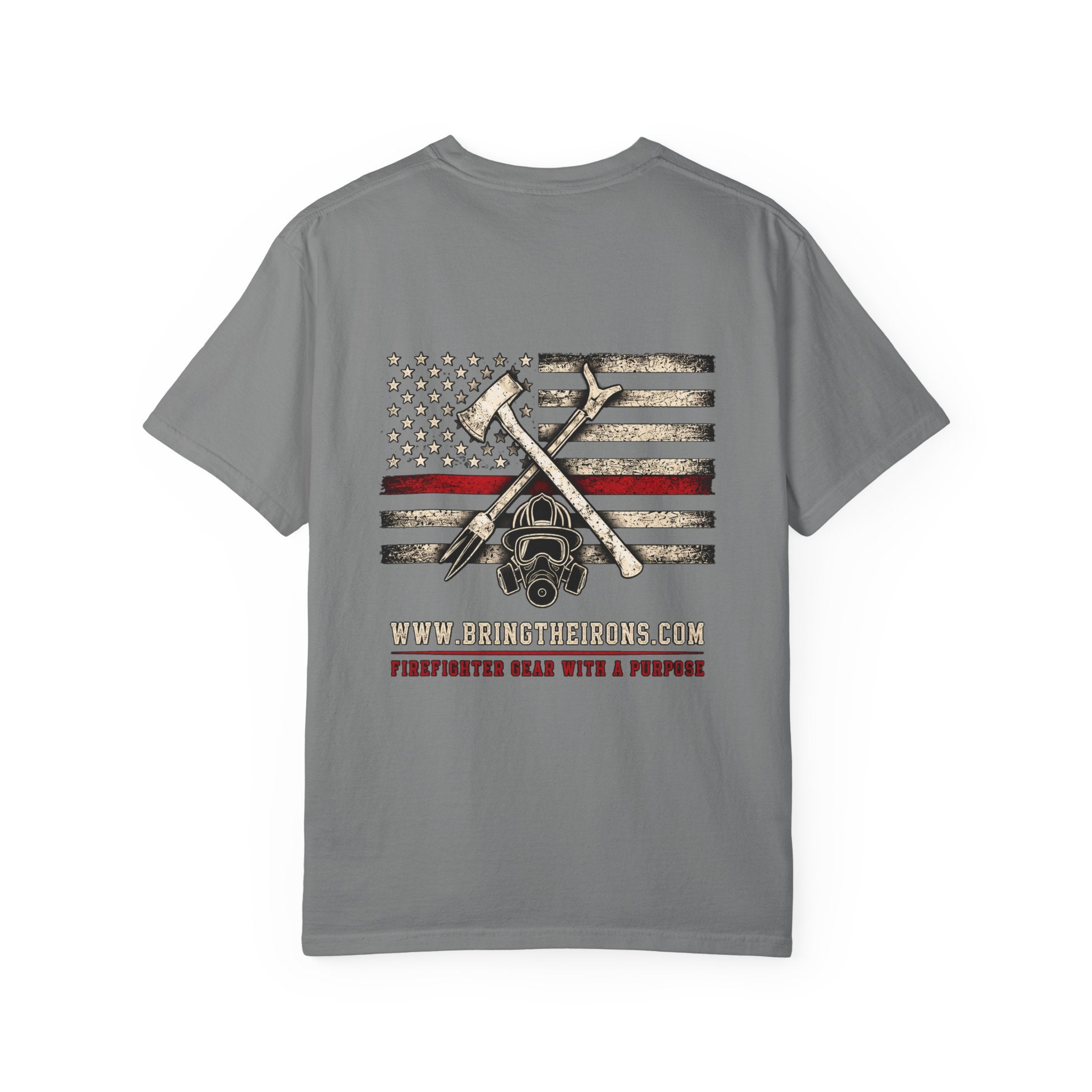 Bring the Irons — Thin Red Line Firefighter Tee — Wordmark Front