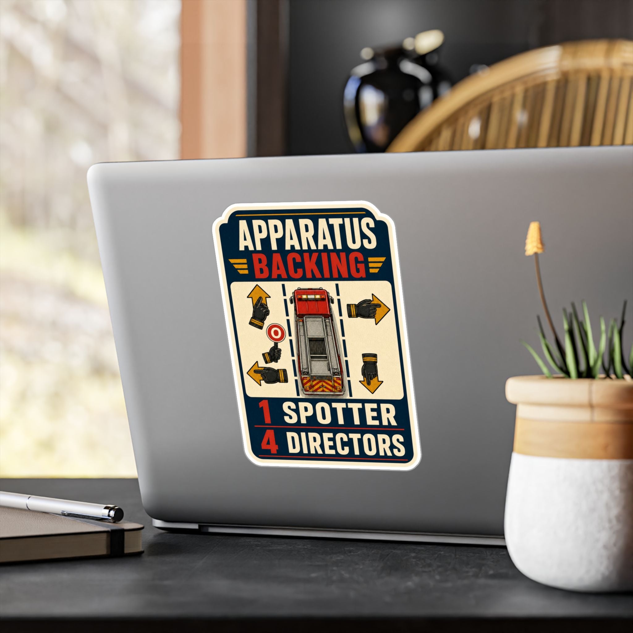 APPARATUS BACKING — Firefighter Driver Humor Sticker | Weatherproof Vinyl Decal
