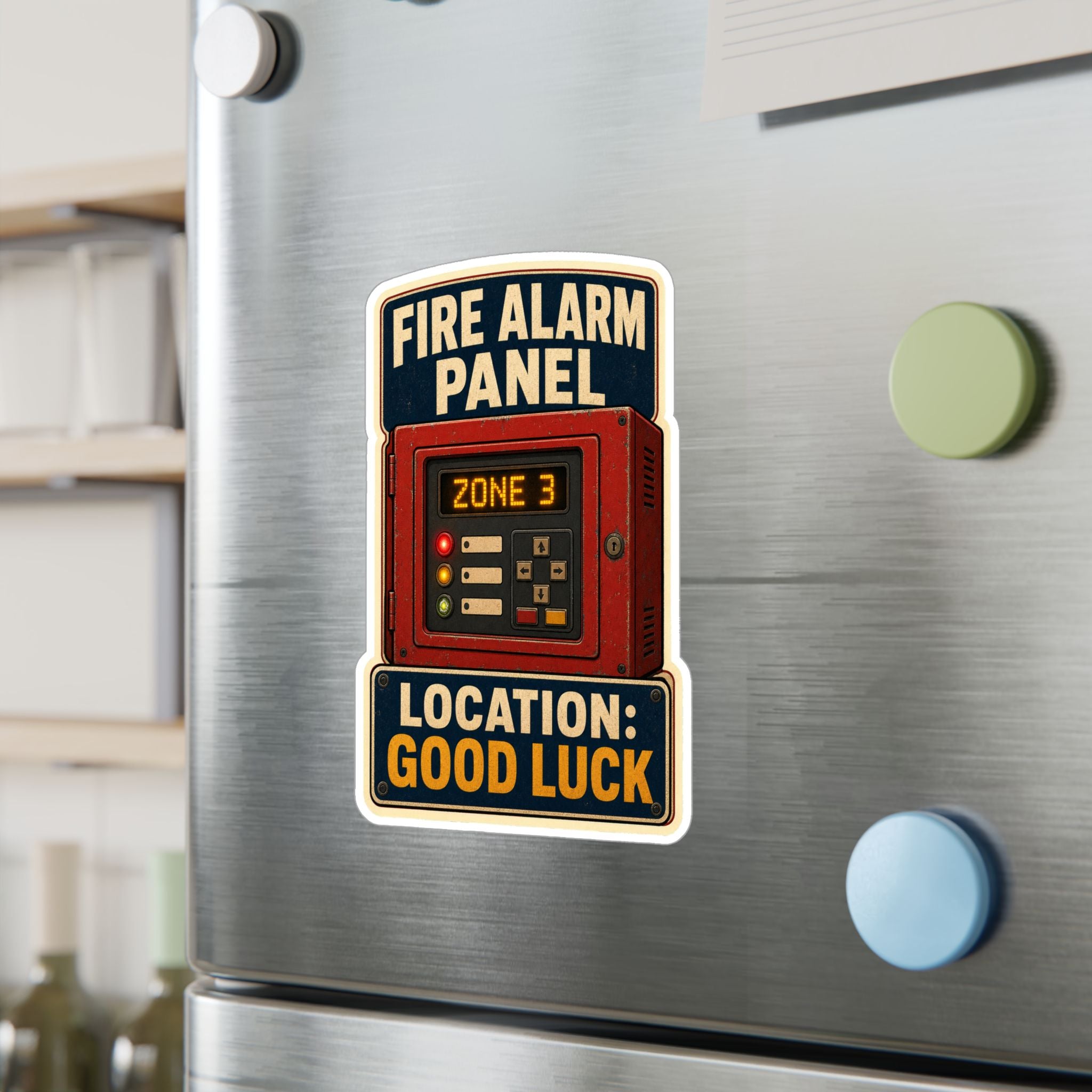 FIRE ALARM PANEL — Firefighter Alarm-System Humor Sticker | Weatherproof Vinyl Decal