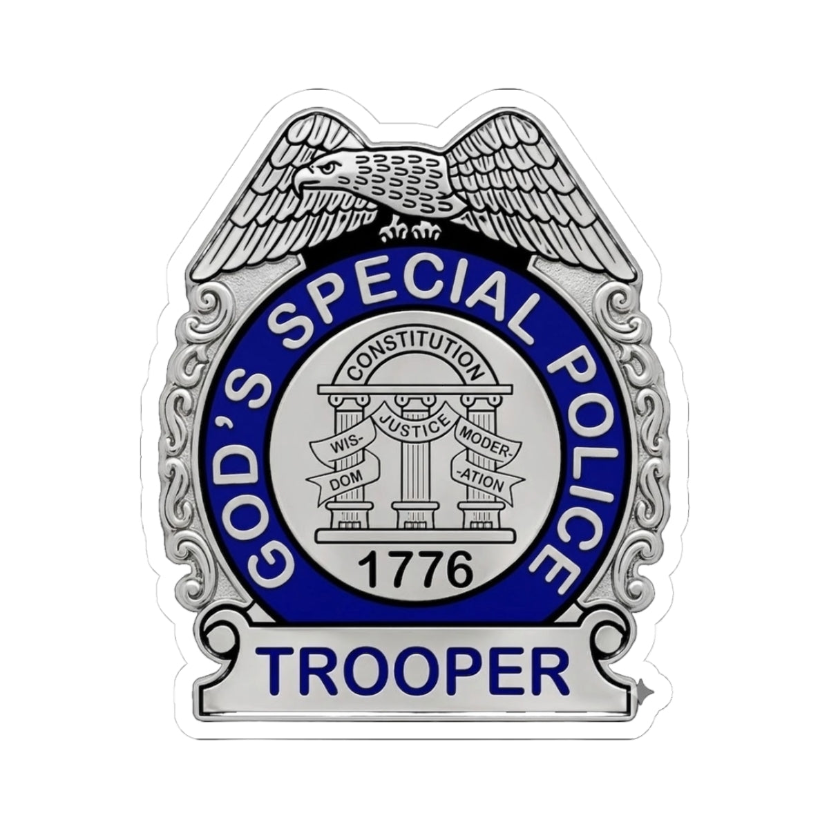 God's Special Police faith-based trooper badge as a cut sticker