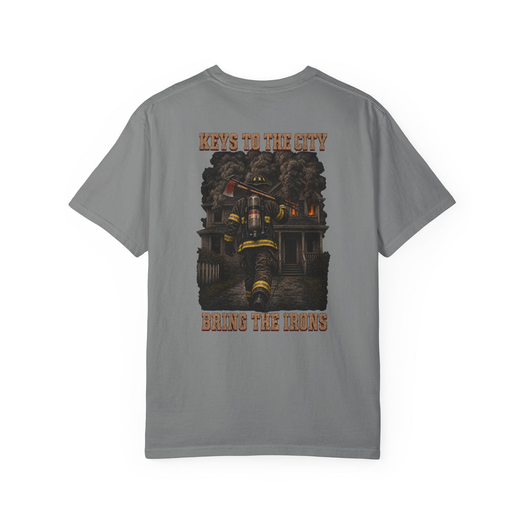 Bring the Irons — Keys to the City Firefighter Tee