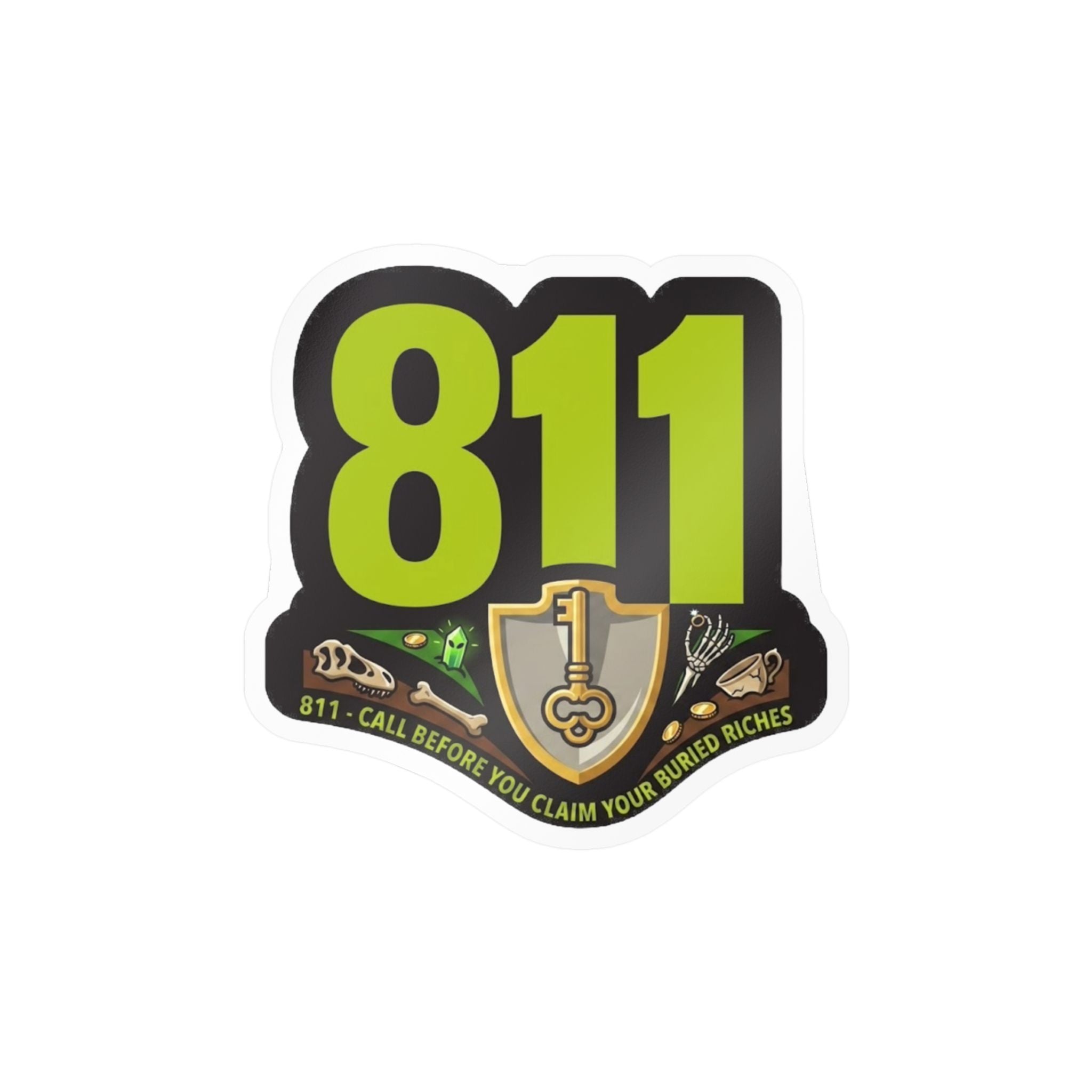 811 Call Before You Dig Sticker — Weatherproof Buried Riches Decal