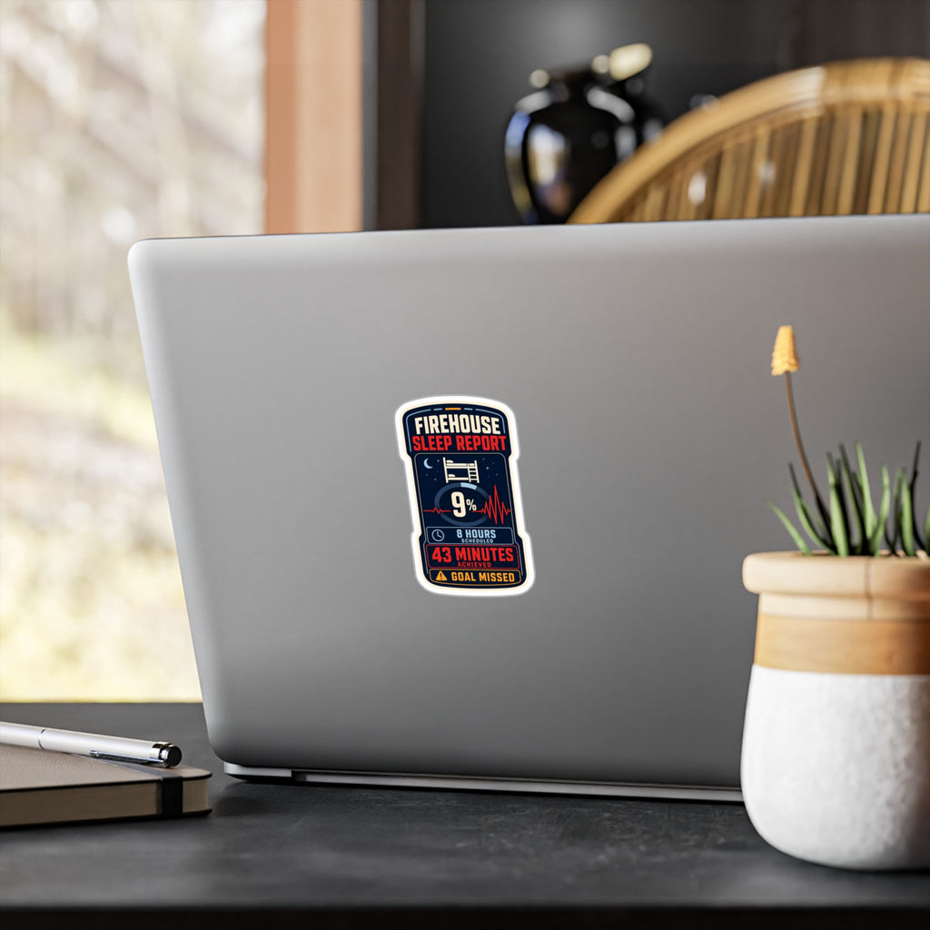 FIREHOUSE SLEEP REPORT — Firefighter Shift Humor Sticker | Weatherproof Vinyl Decal
