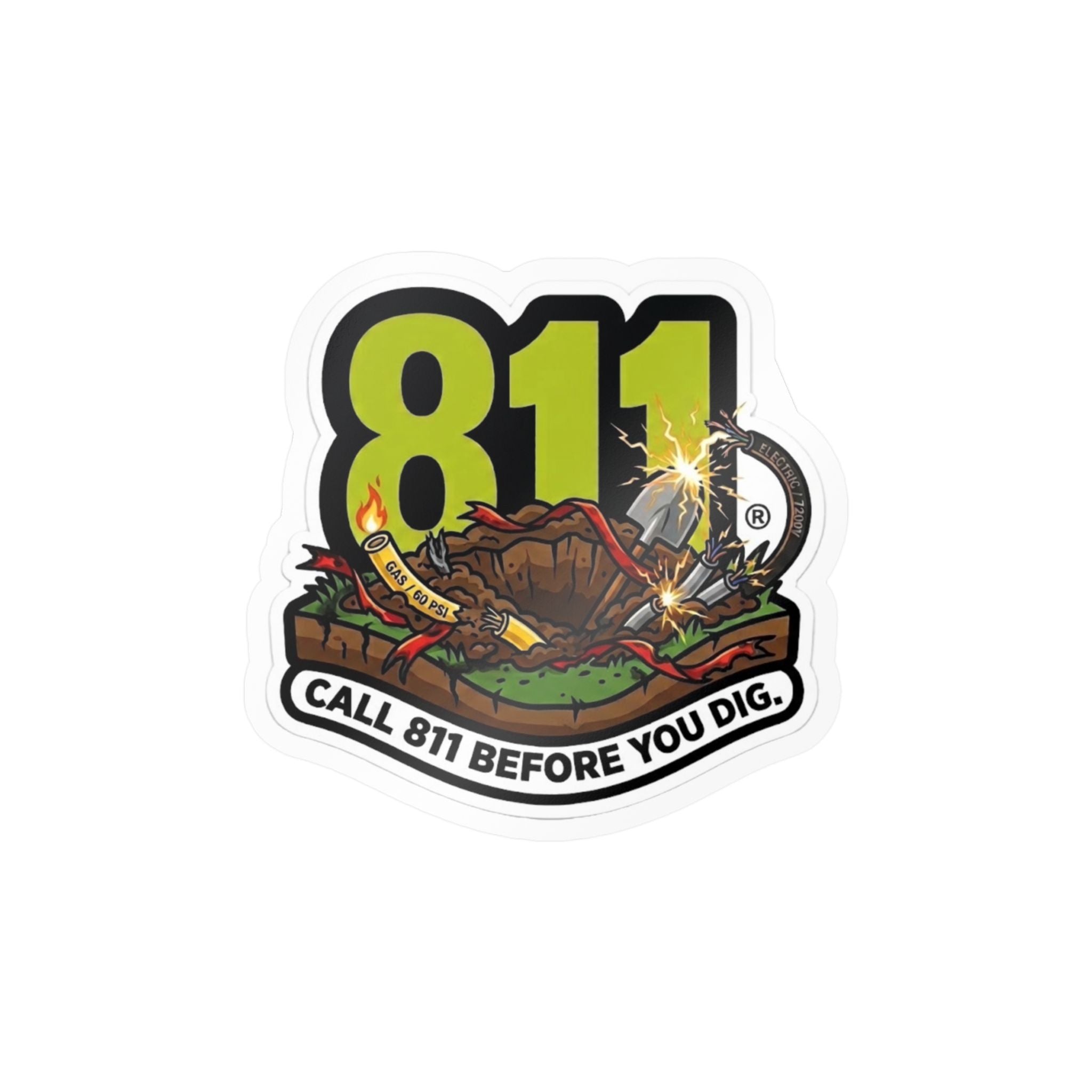 811 'Call Before You Dig' Safety Sticker — Weatherproof Utility Decal