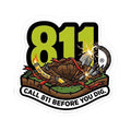 811 Call Before You Dig utility awareness text on a kiss-cut decal